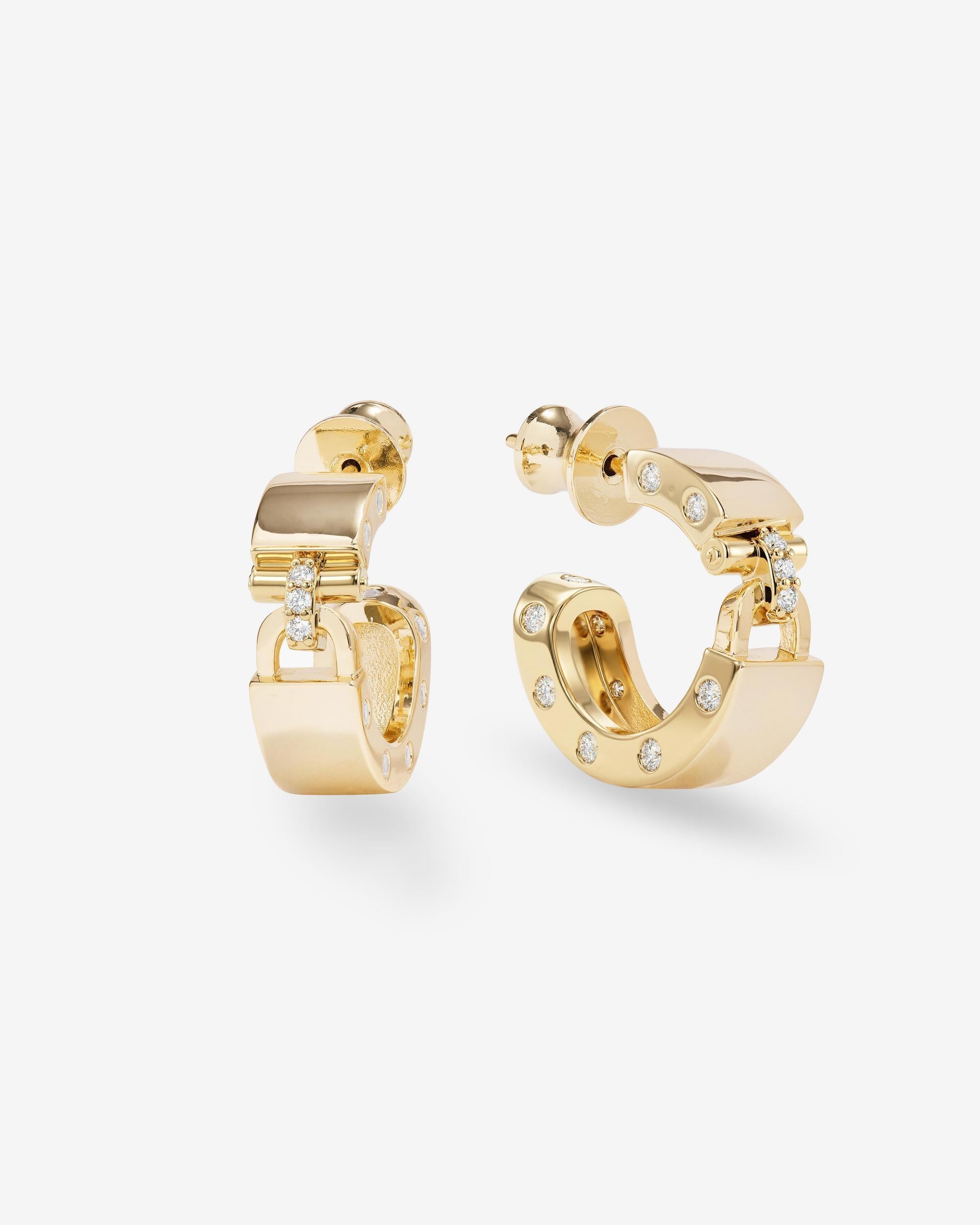 Ashley Lock Huggies - Gold|White Diamondettes