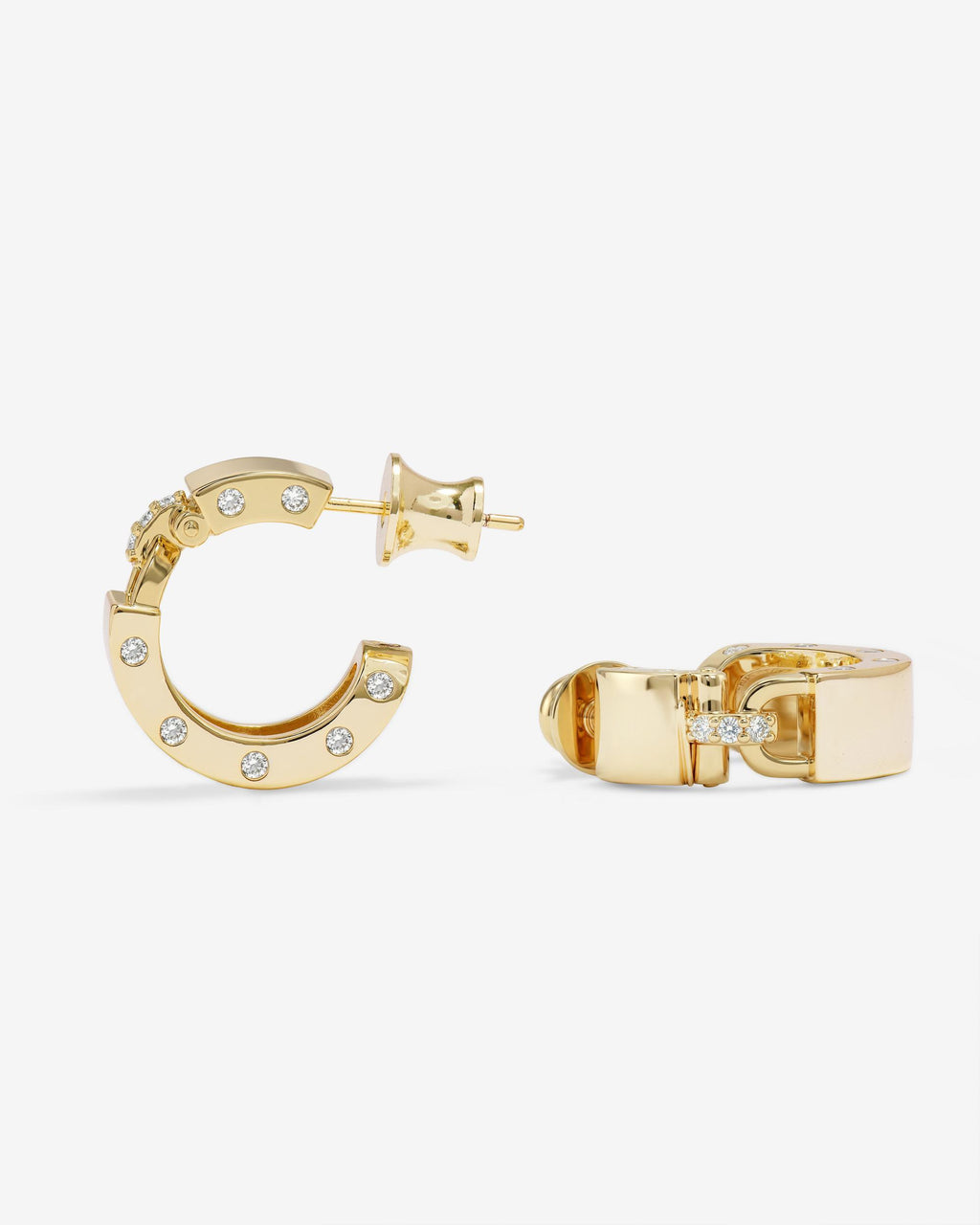 Ashley Lock Huggies - Gold|White Diamondettes