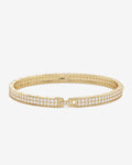 Ashley Malibu Lock Cuff 6mm - Gold|White Diamondettes