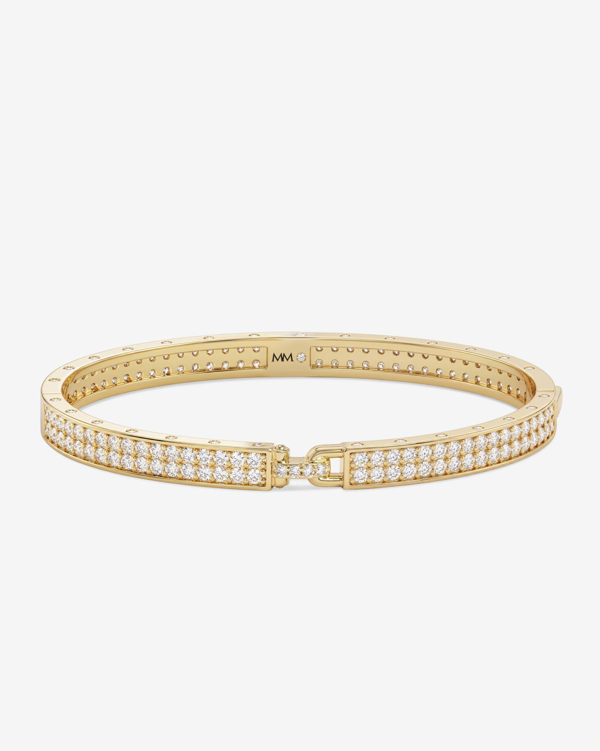 Ashley Malibu Lock Cuff 6mm - Gold|White Diamondettes