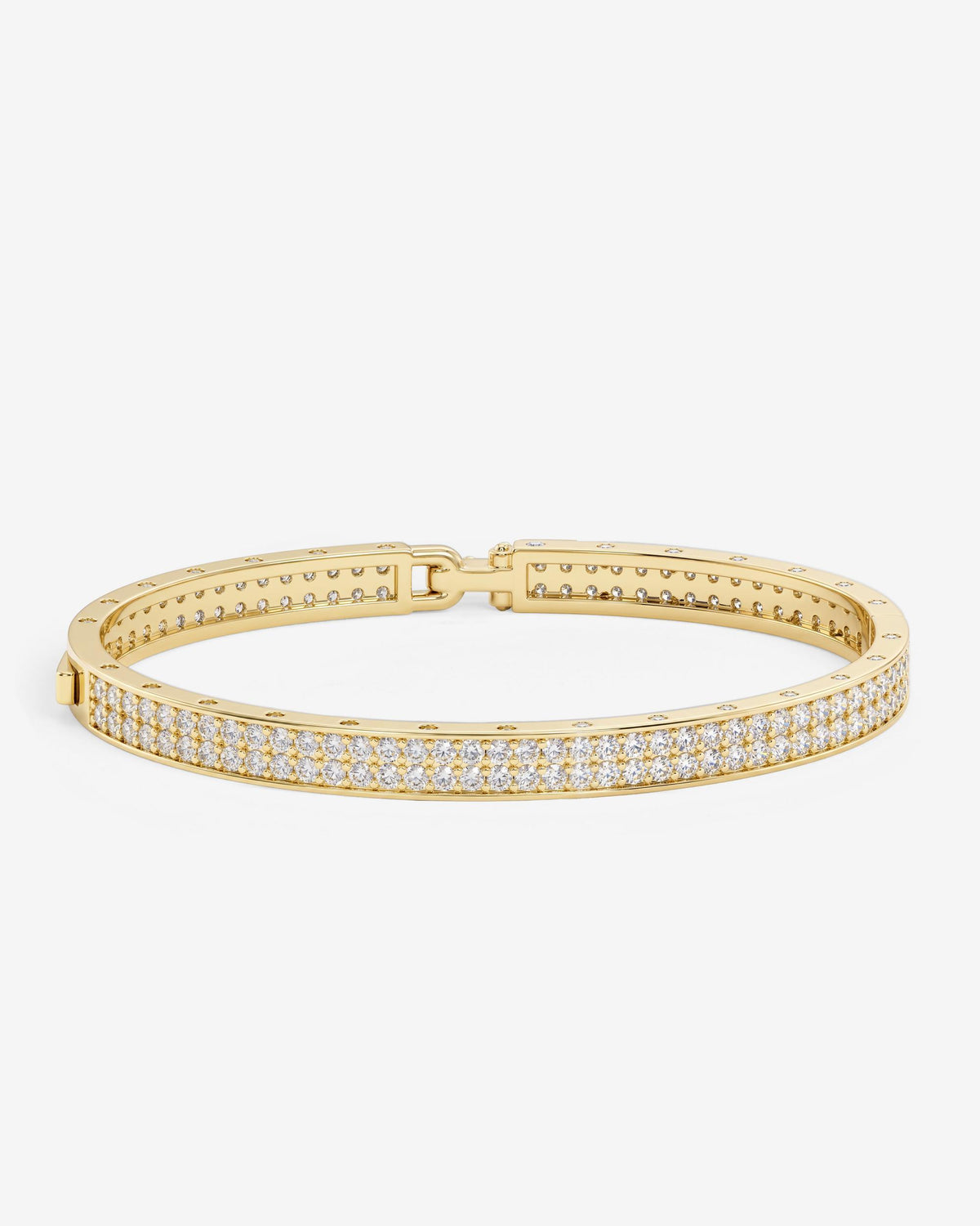 Ashley Malibu Lock Cuff 6mm - Gold|White Diamondettes