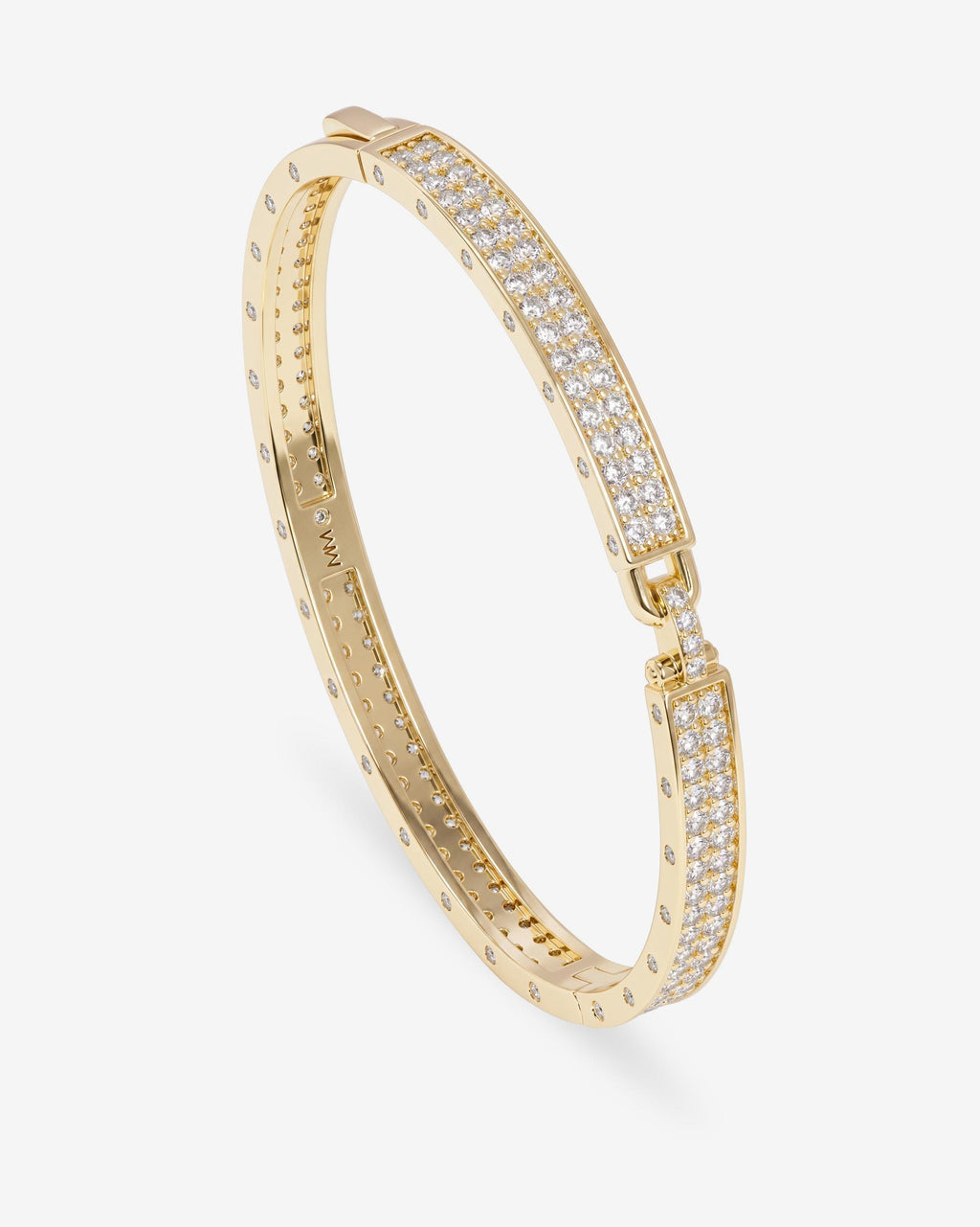 Ashley Malibu Lock Cuff 6mm - Gold|White Diamondettes