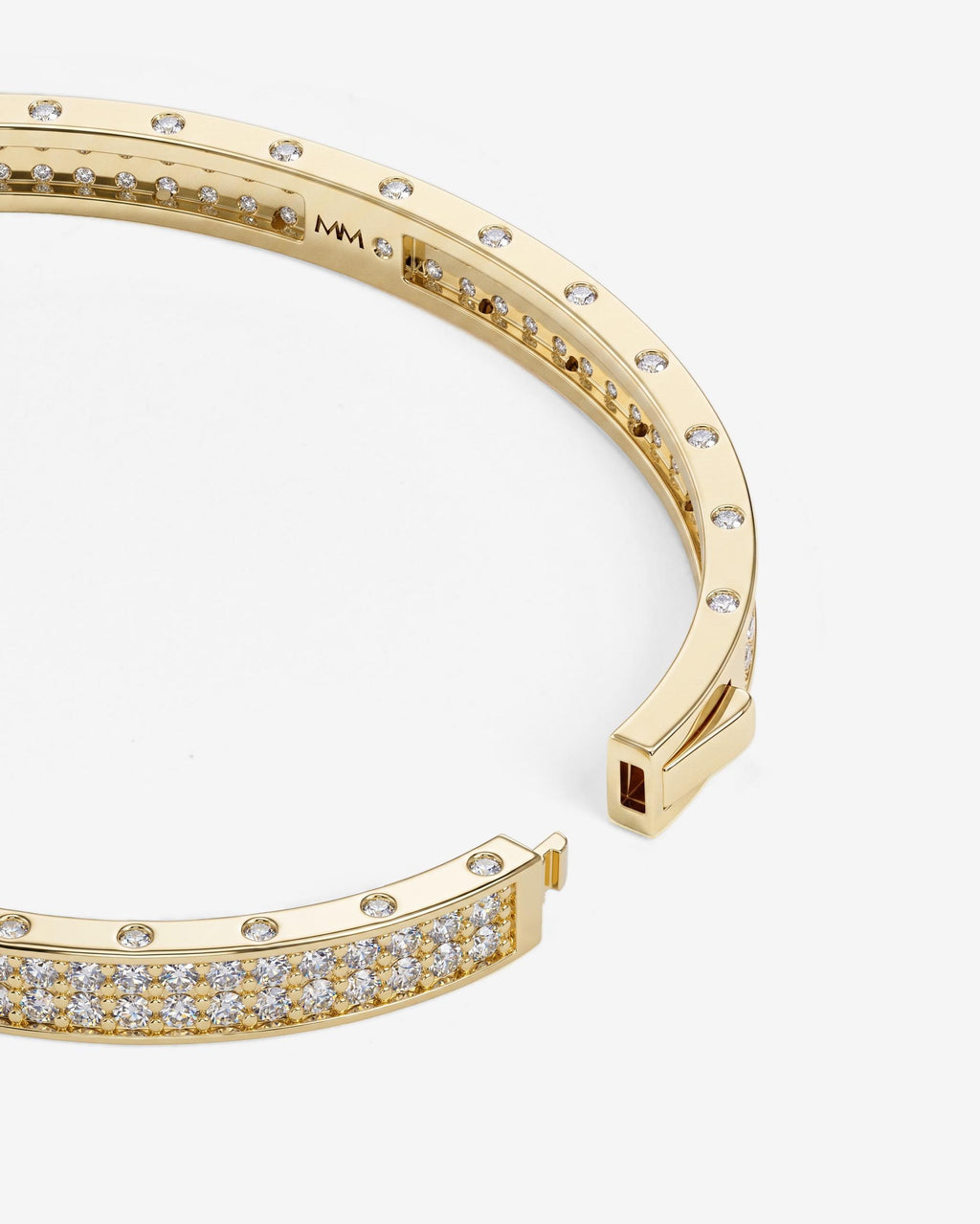 Ashley Malibu Lock Cuff 6mm - Gold|White Diamondettes