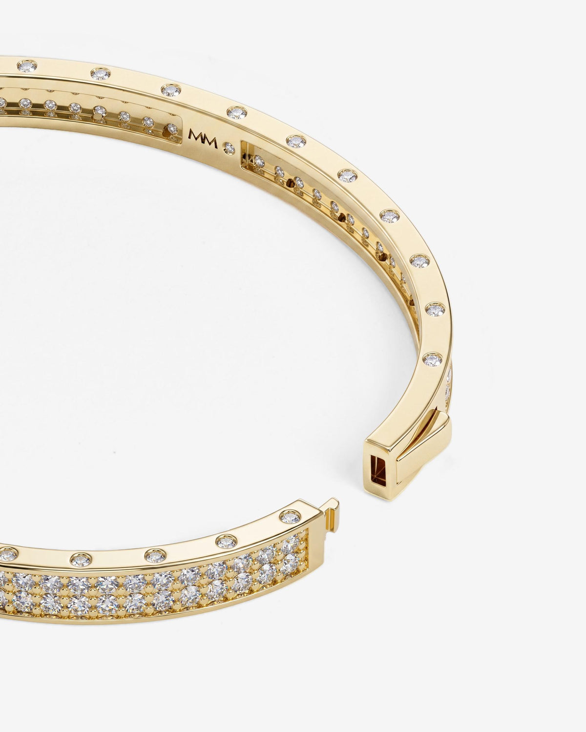 Ashley Malibu Lock Cuff 6mm - Gold|White Diamondettes