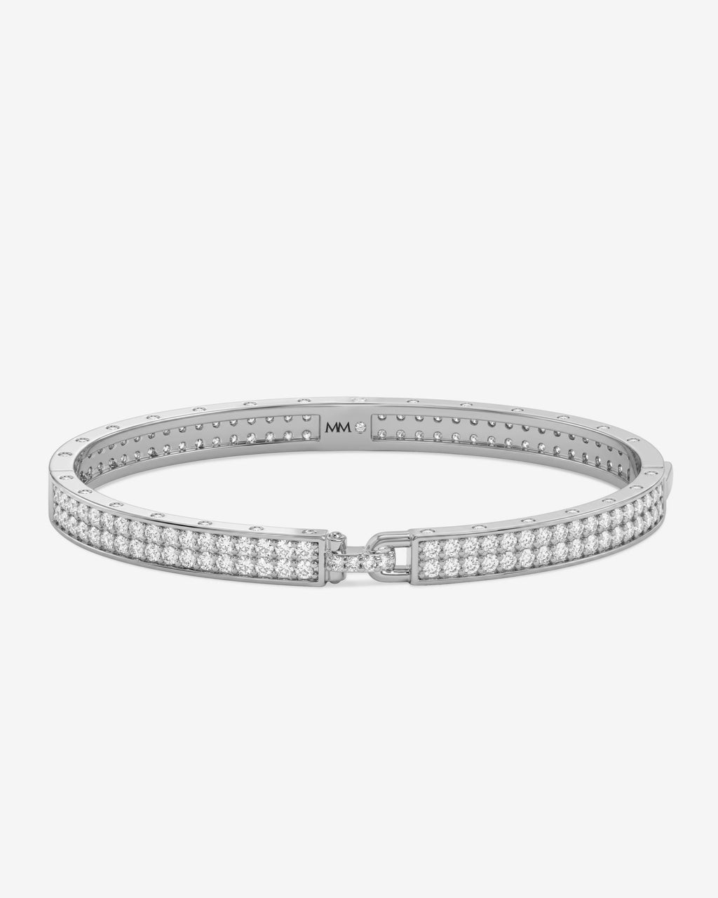 Ashley Malibu Lock Cuff 6mm - Silver|White Diamondettes