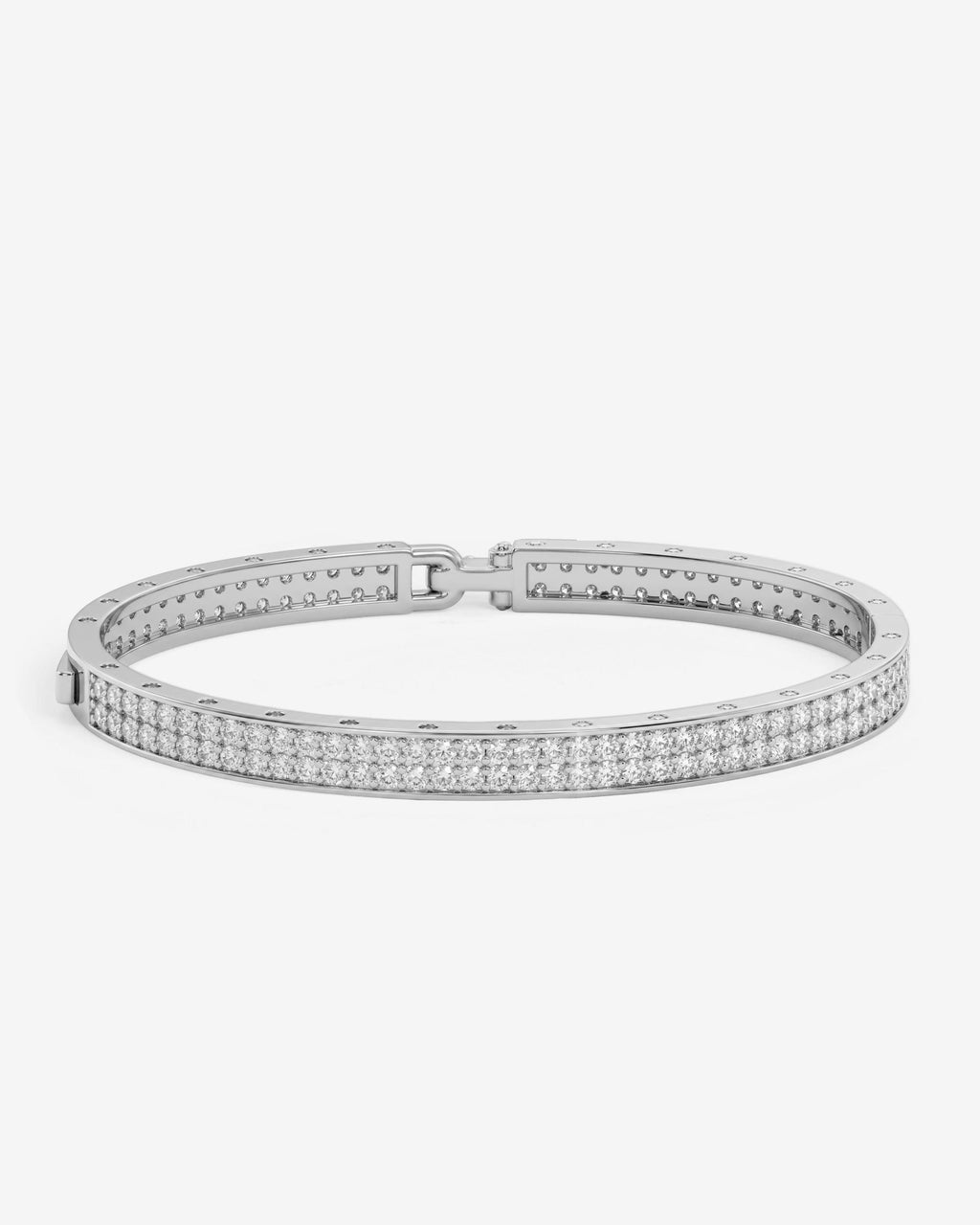 Ashley Malibu Lock Cuff 6mm - Silver|White Diamondettes