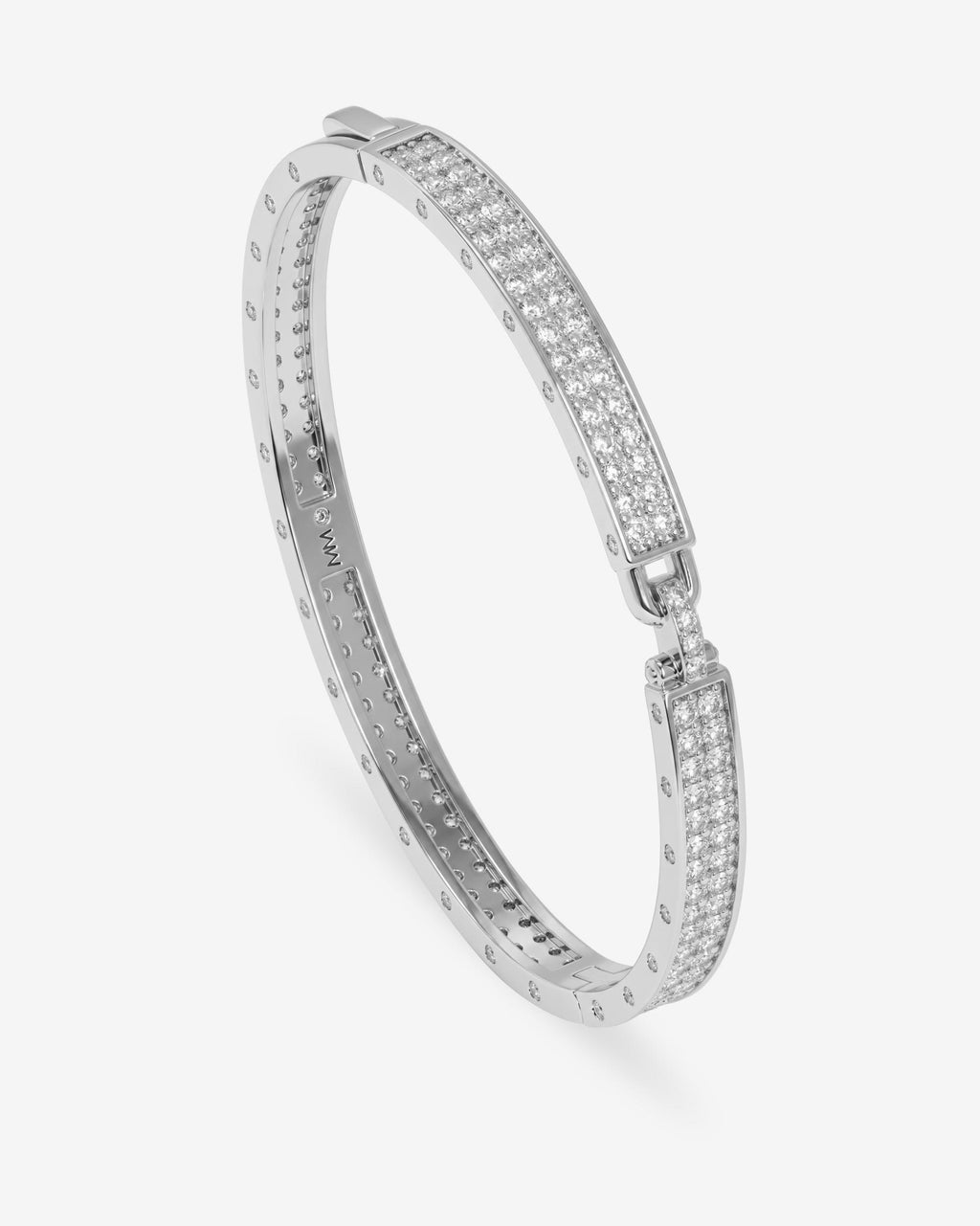 Ashley Malibu Lock Cuff 6mm - Silver|White Diamondettes