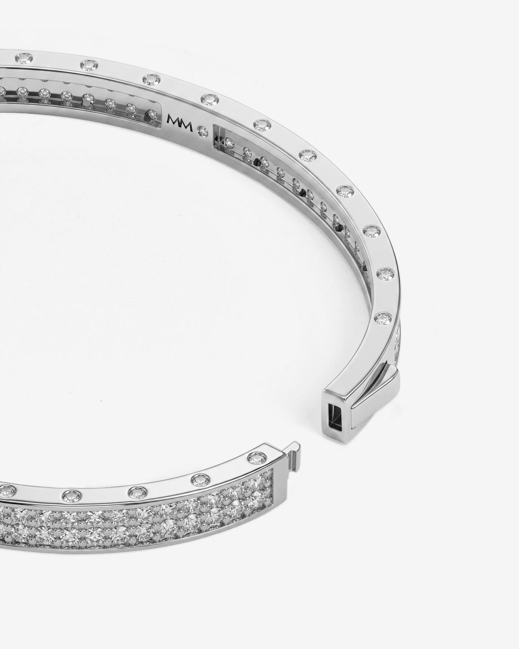 Ashley Malibu Lock Cuff 6mm - Silver|White Diamondettes