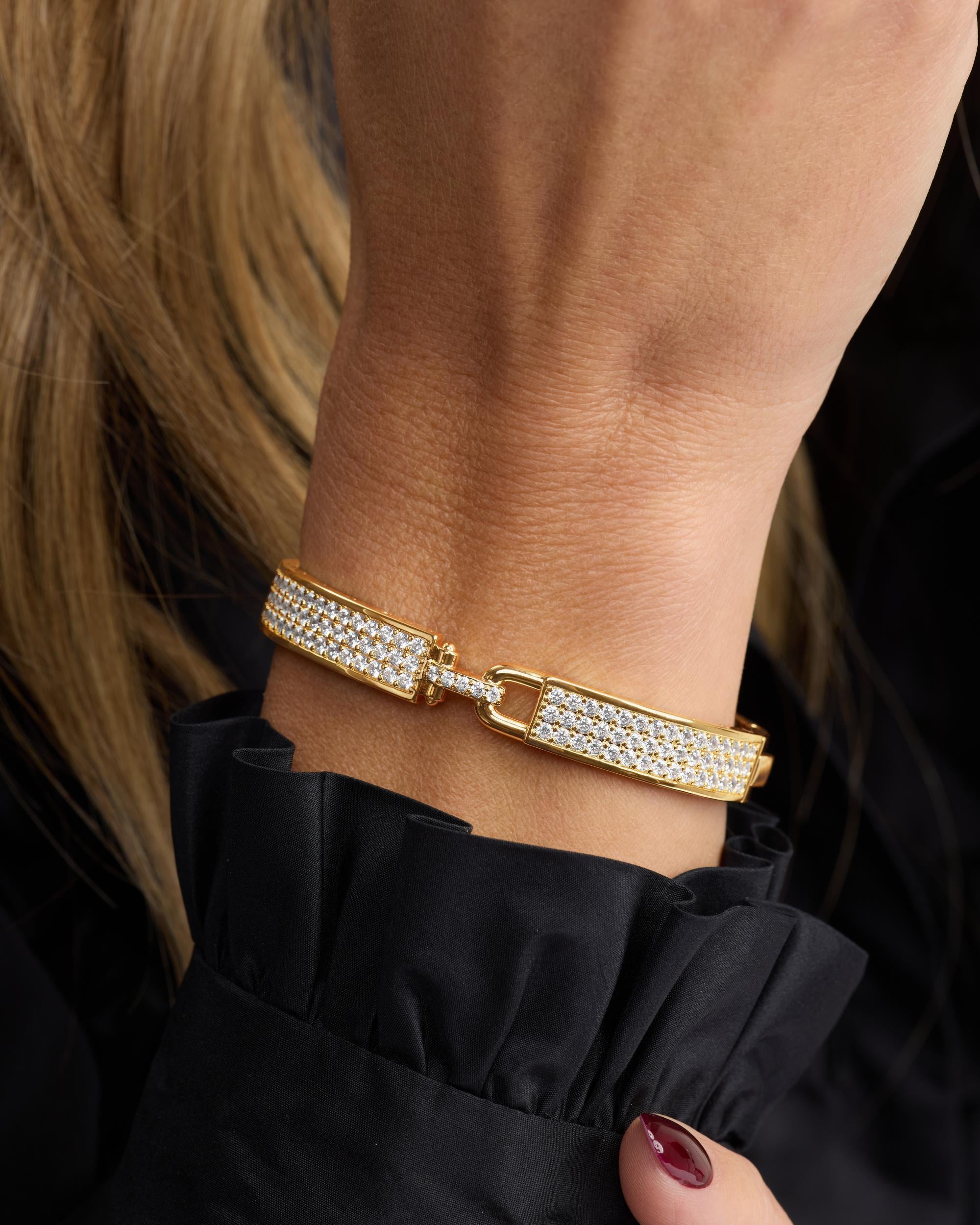 Ashley Malibu Lock Cuff 9mm - Gold|White Diamondettes – Melinda
