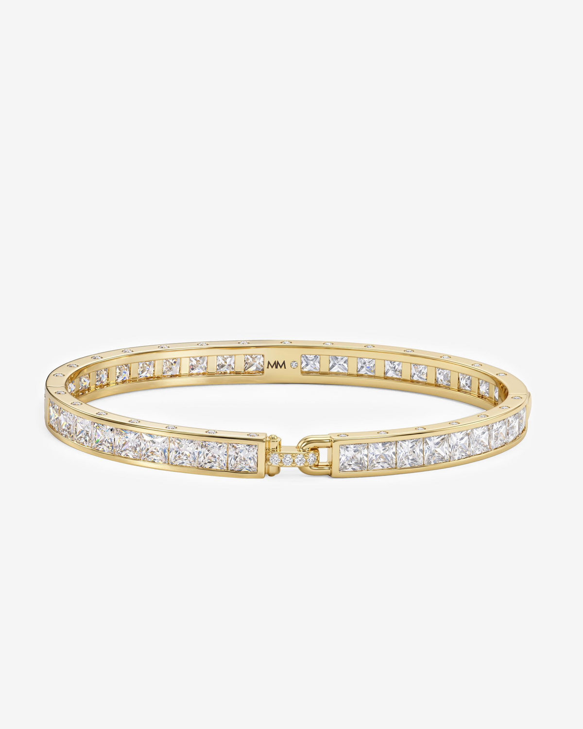 Ashley Melrose Lock Cuff 6mm - Gold|White Diamondettes
