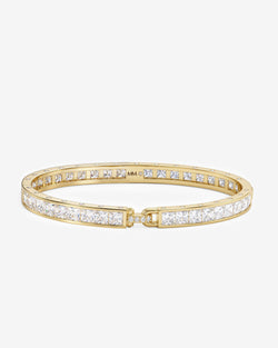 Ashley Melrose Lock Cuff 6mm - Gold|White Diamondettes