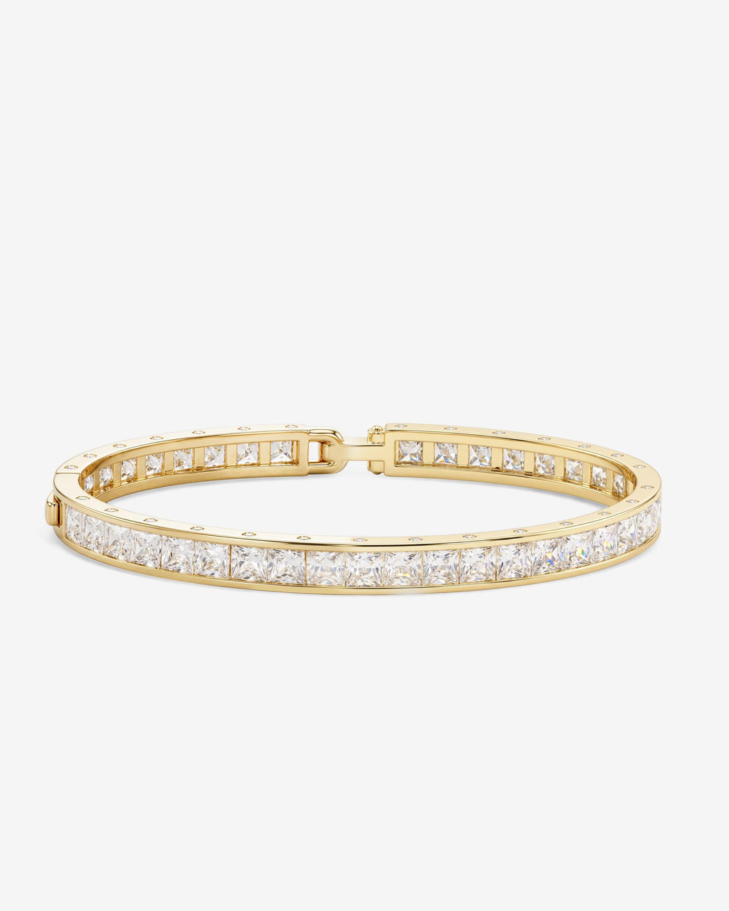 Ashley Melrose Lock Cuff 6mm - Gold|White Diamondettes
