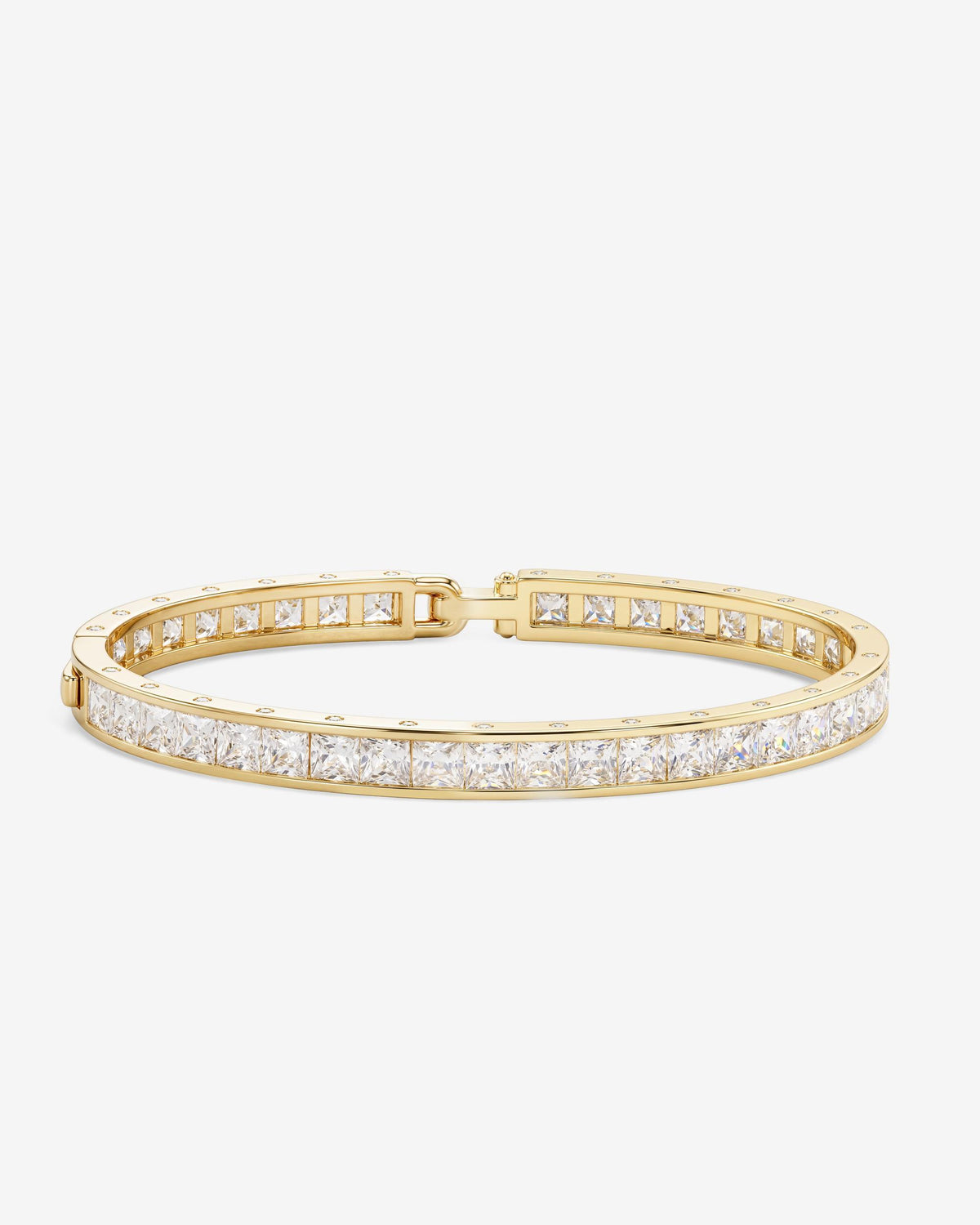 Ashley Melrose Lock Cuff 6mm - Gold|White Diamondettes