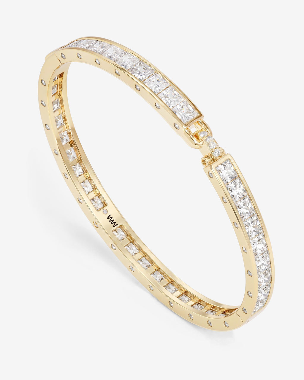 Ashley Melrose Lock Cuff 6mm - Gold|White Diamondettes