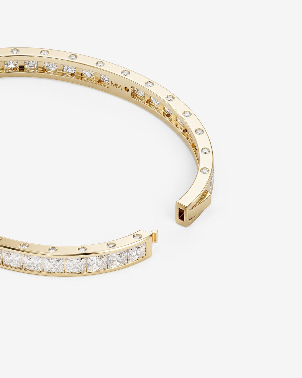 Ashley Melrose Lock Cuff 6mm - Gold|White Diamondettes