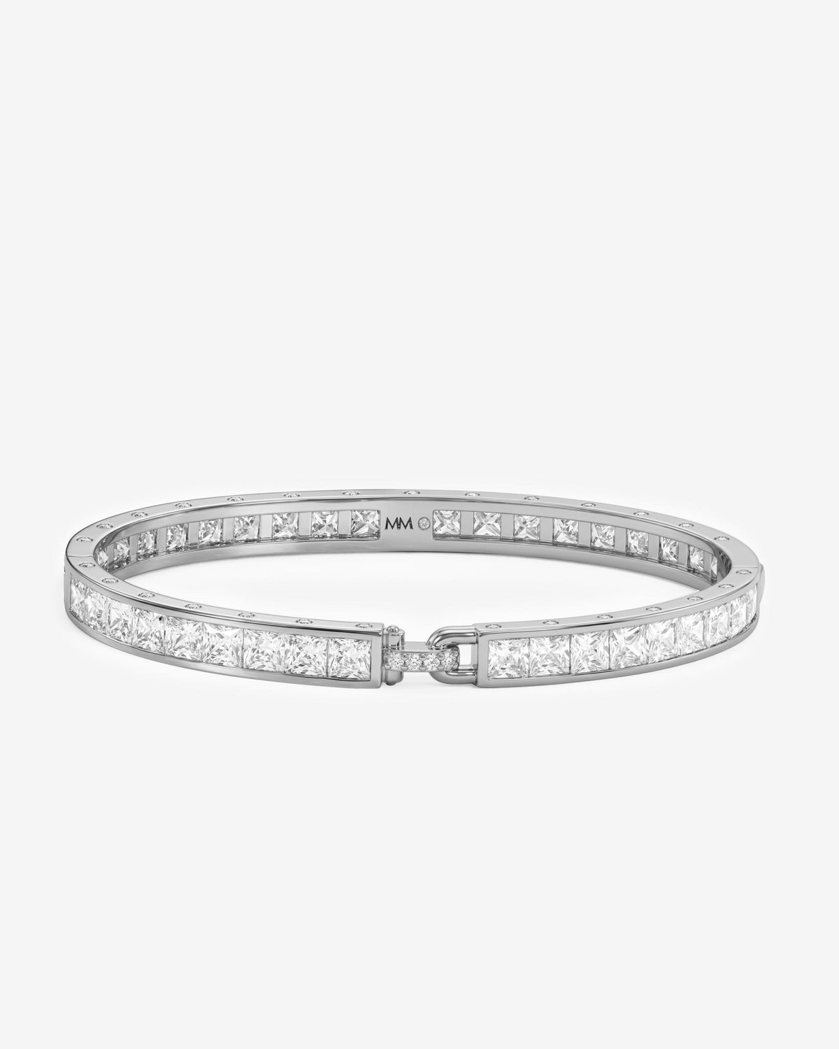 Ashley Melrose Lock Cuff 6mm - Silver|White Diamondettes