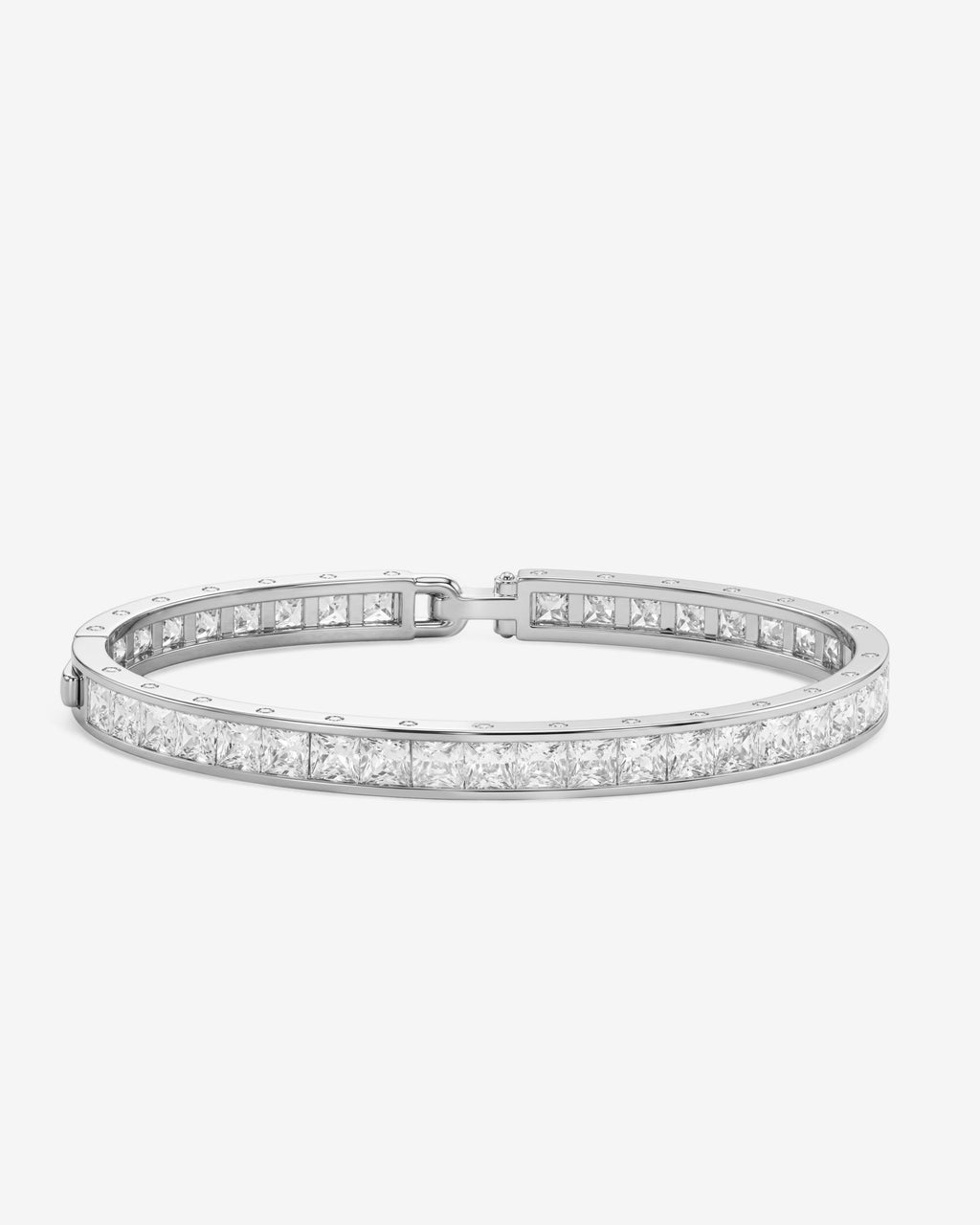 Ashley Melrose Lock Cuff 6mm - Silver|White Diamondettes