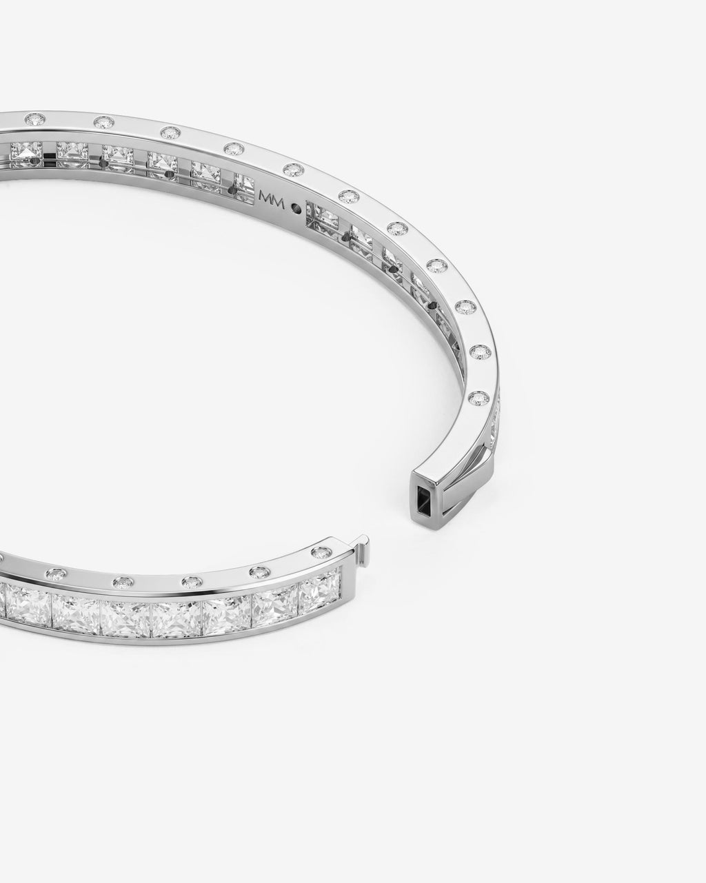 Ashley Melrose Lock Cuff 6mm - Silver|White Diamondettes