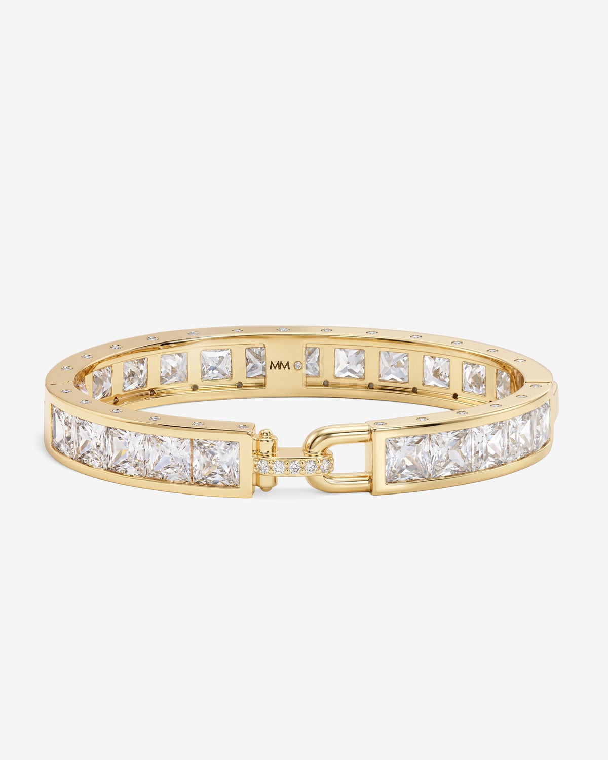 Ashley Melrose Lock Cuff 9mm - Gold|White Diamondettes