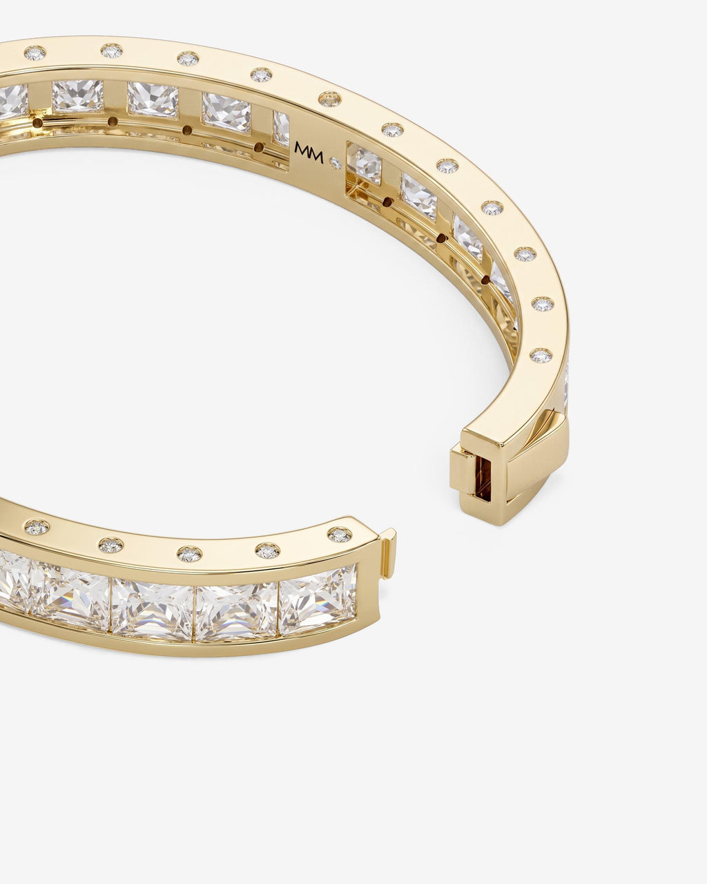 Ashley Melrose Lock Cuff 9mm - Gold|White Diamondettes
