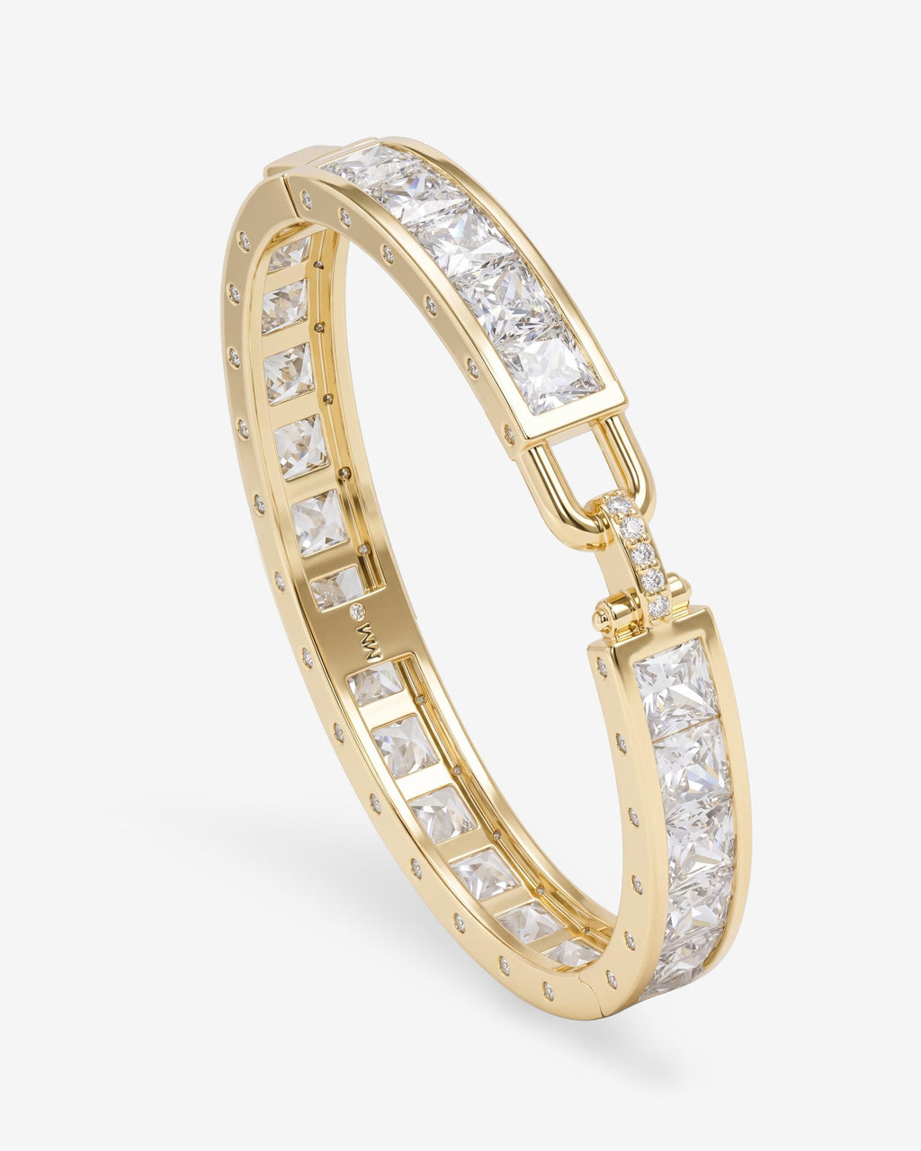 Ashley Melrose Lock Cuff 9mm - Gold|White Diamondettes