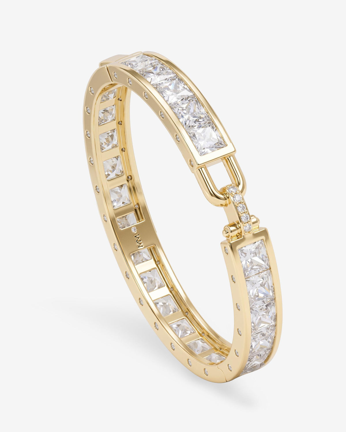 Ashley Melrose Lock Cuff 9mm - Gold|White Diamondettes