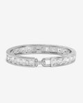 Ashley Melrose Lock Cuff 9mm - Silver|White Diamondettes