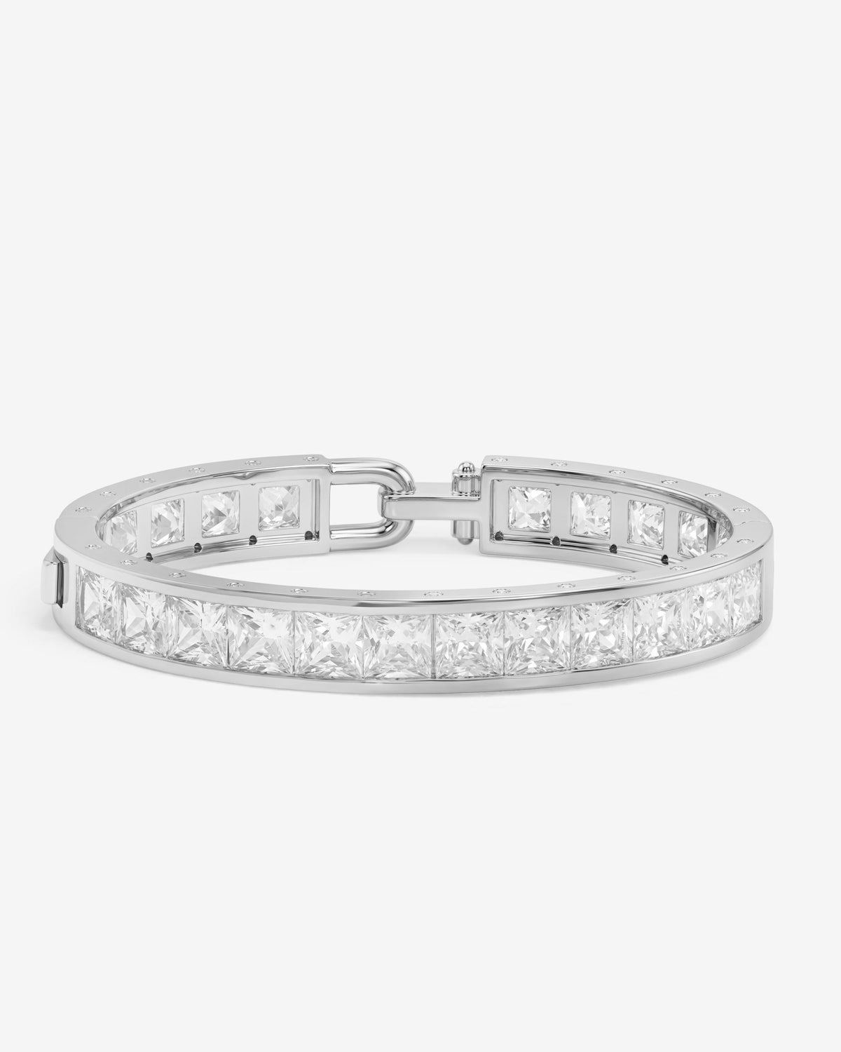 Ashley Melrose Lock Cuff 9mm - Silver|White Diamondettes