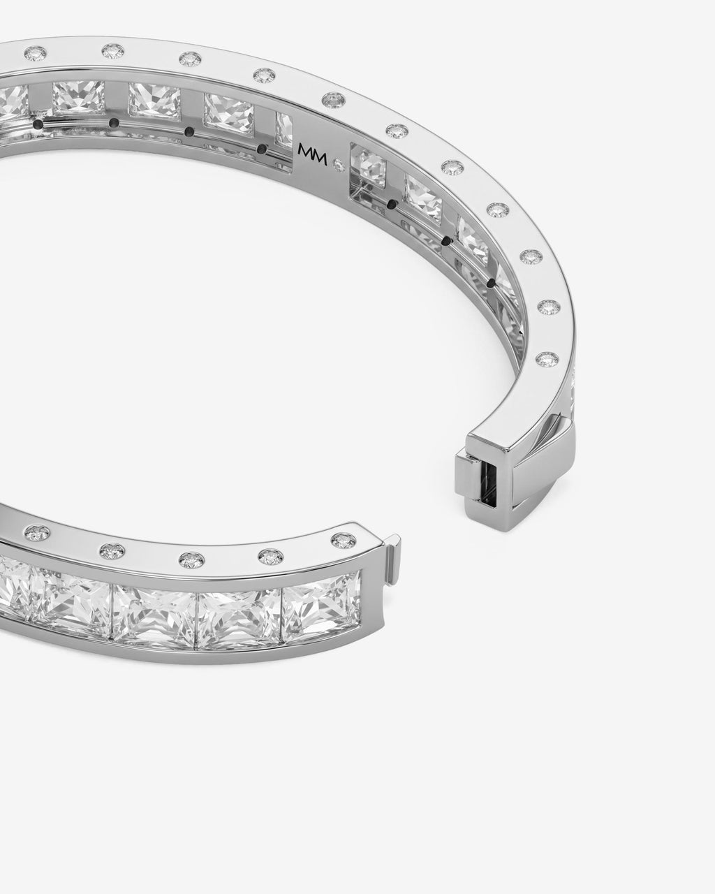 Ashley Melrose Lock Cuff 9mm - Silver|White Diamondettes