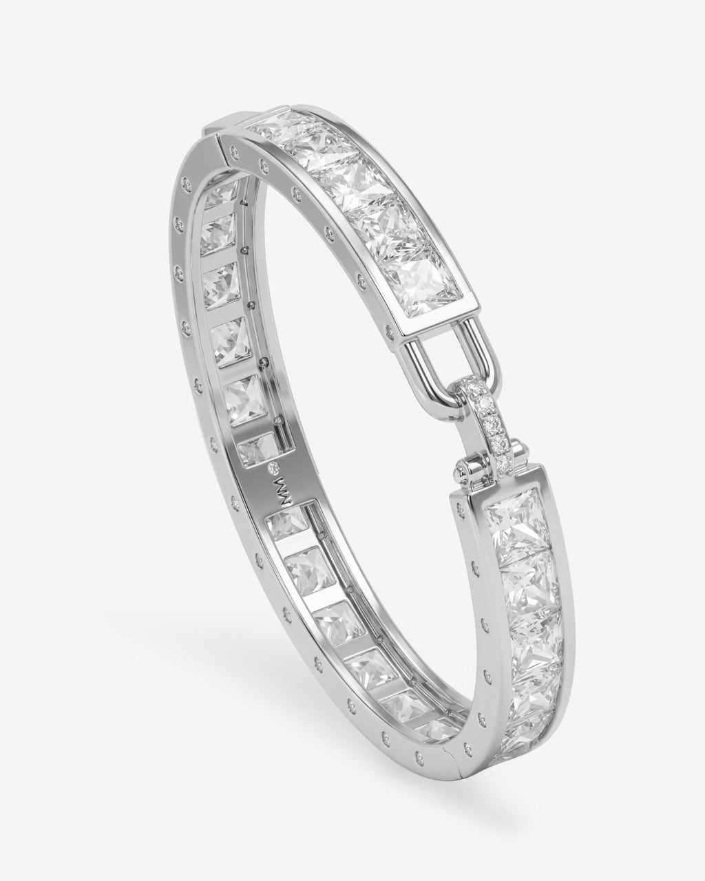 Ashley Melrose Lock Cuff 9mm - Silver|White Diamondettes