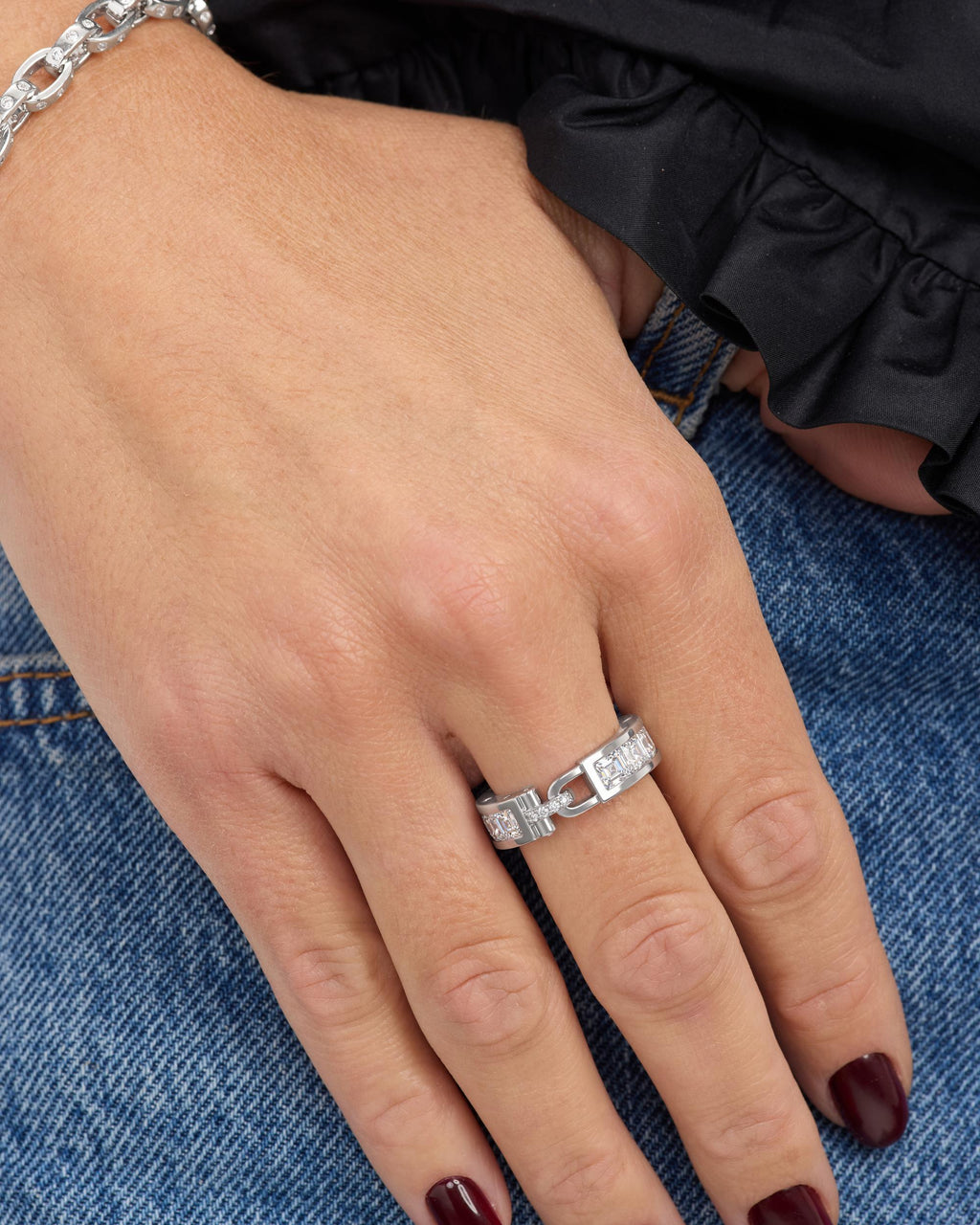 Ashley Melrose Ring - Silver|White Diamondettes