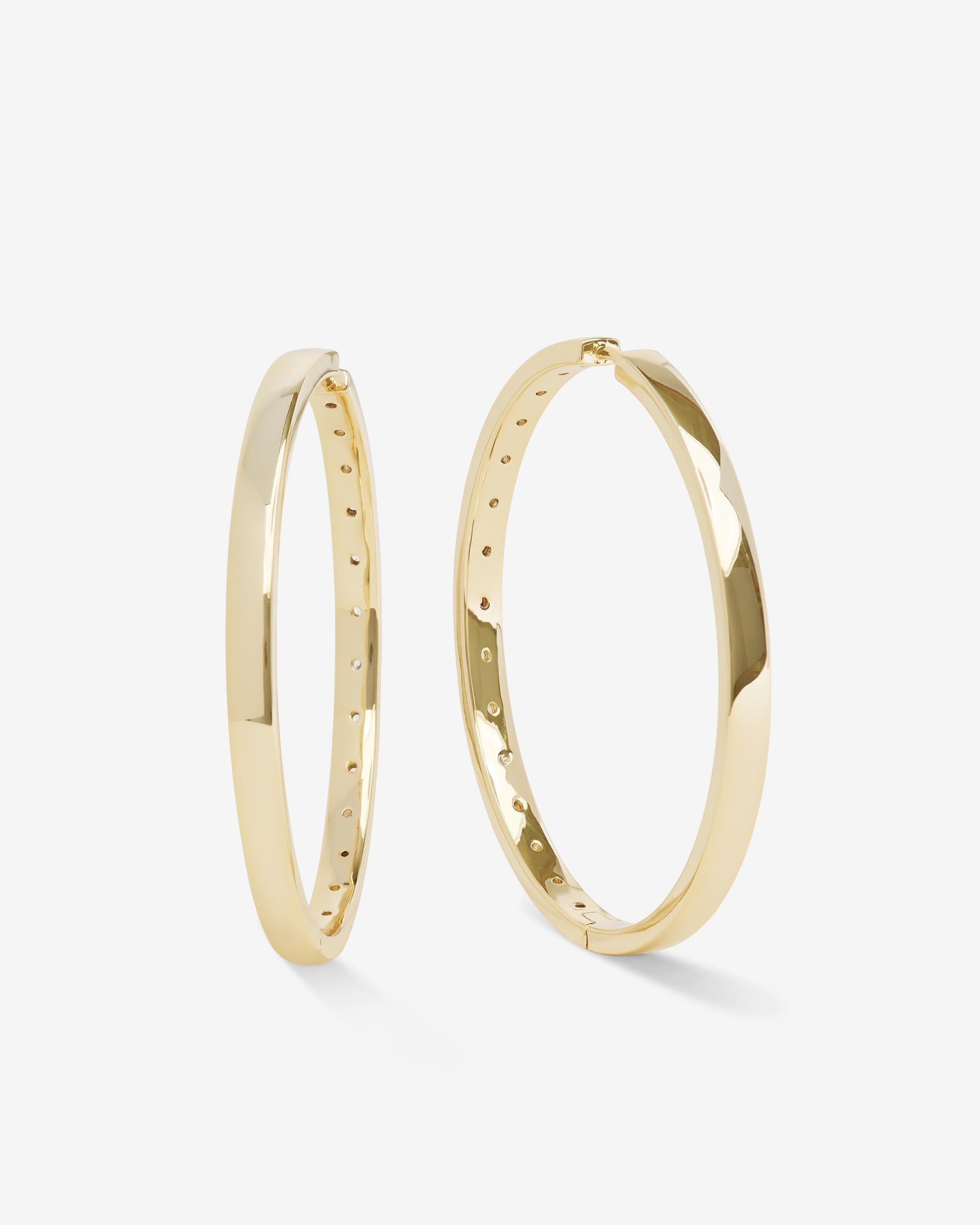 Ashley Reversible Hoops 2" - Gold|White Diamondettes