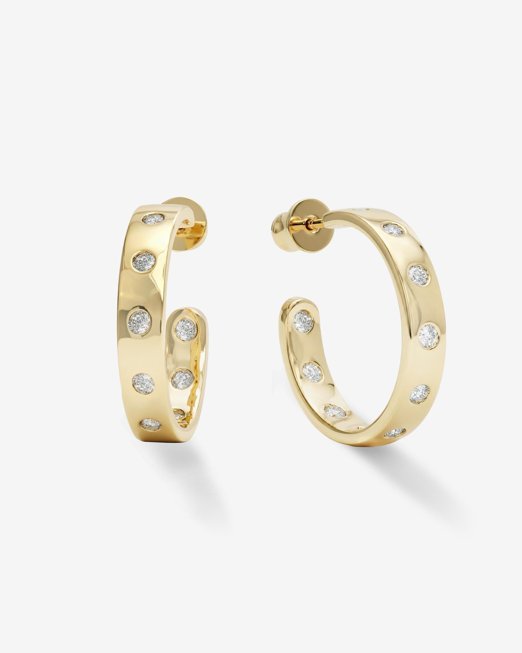 Ashley Rodeo Hoops 1" - Gold|White Diamondettes