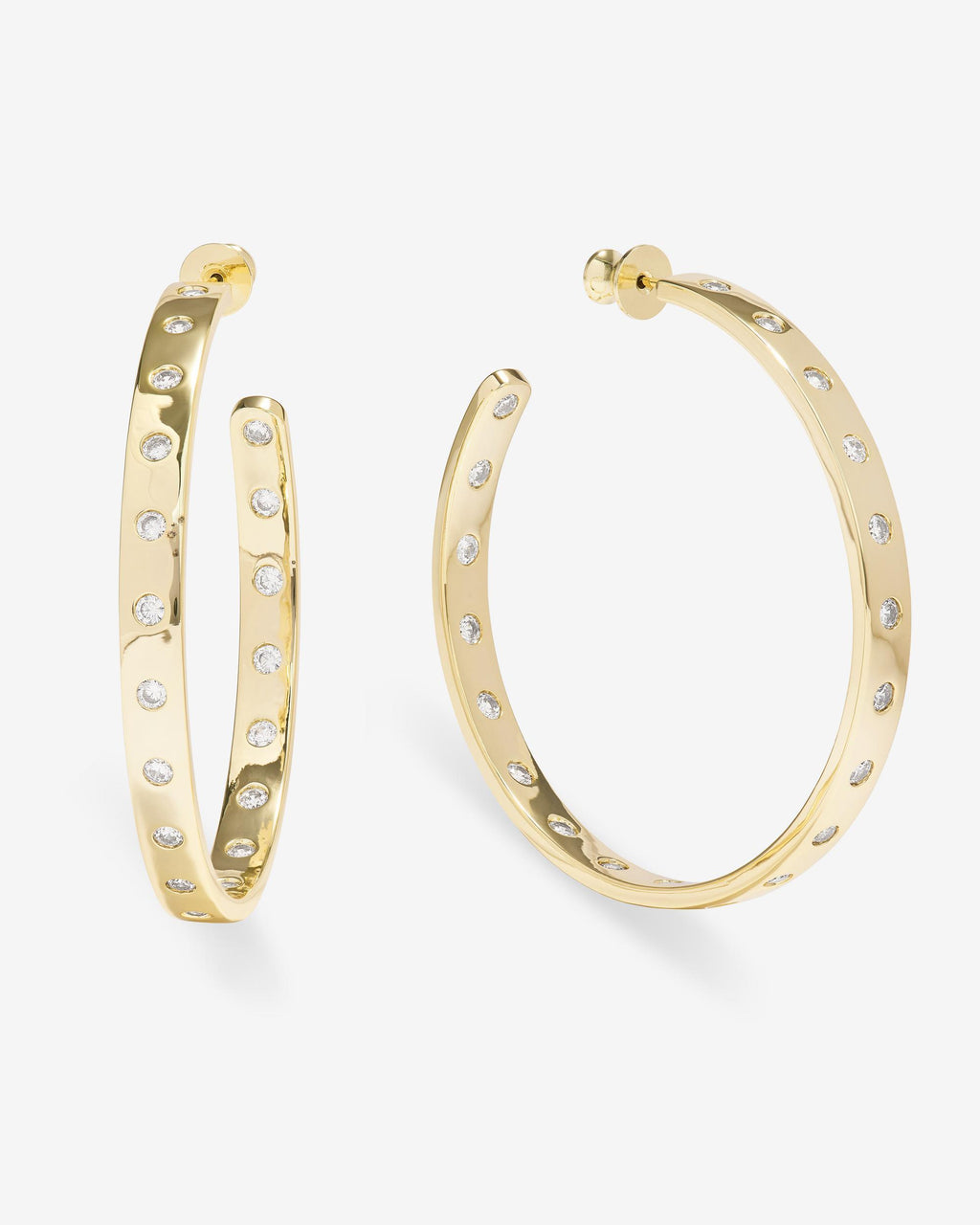 Ashley Rodeo Hoops 2" - Gold|White Diamondettes