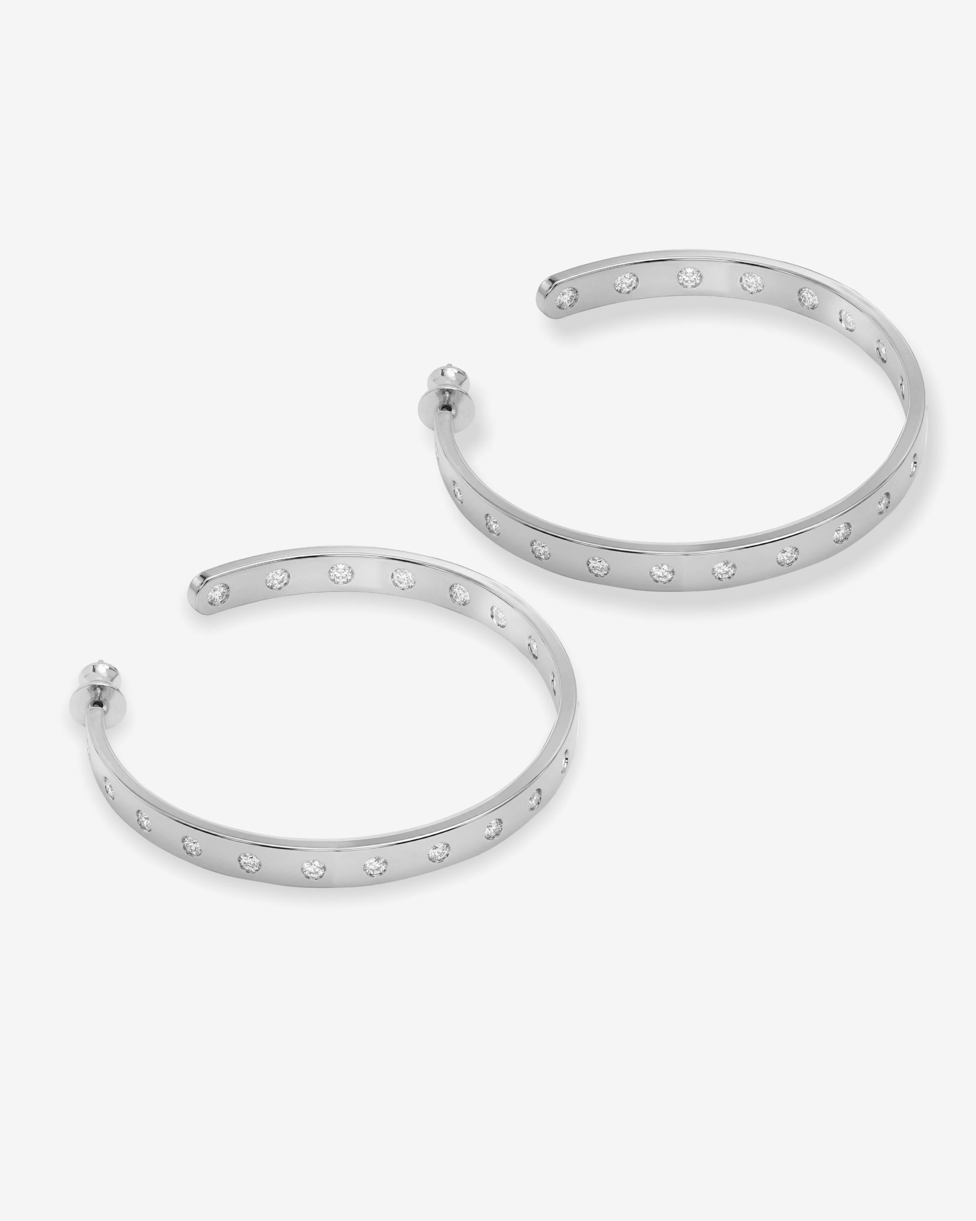Ashley Rodeo Hoops 2" - Silver|White Diamondettes