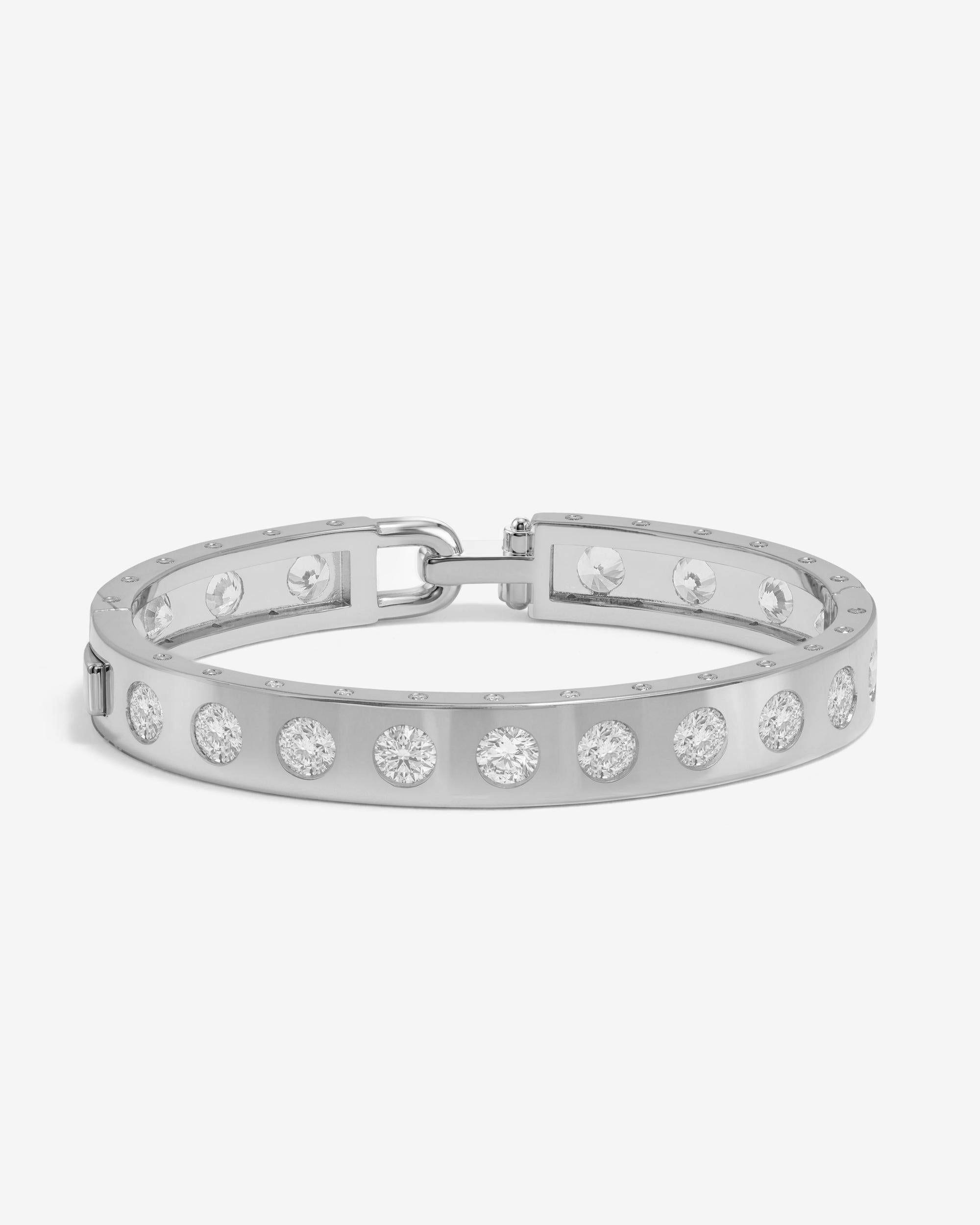 Ashley Rodeo Lock Cuff 9mm - Silver|White Diamondettes