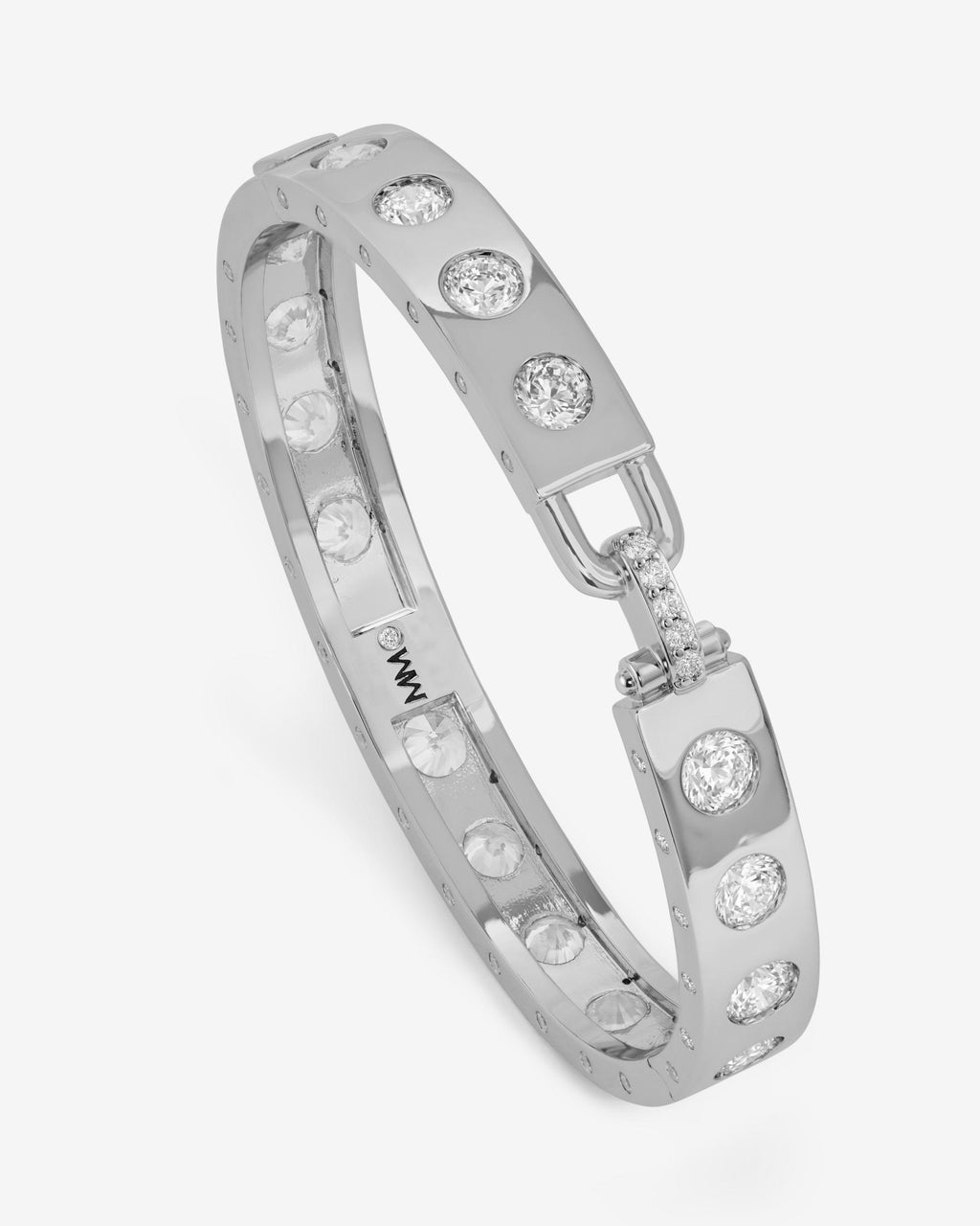 Ashley Rodeo Lock Cuff 9mm - Silver|White Diamondettes