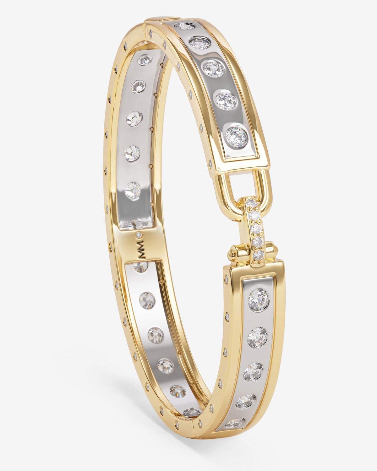 Ashley Rodeo Two-Tone Cuff 9mm - Mixed Metal|White Diamondettes