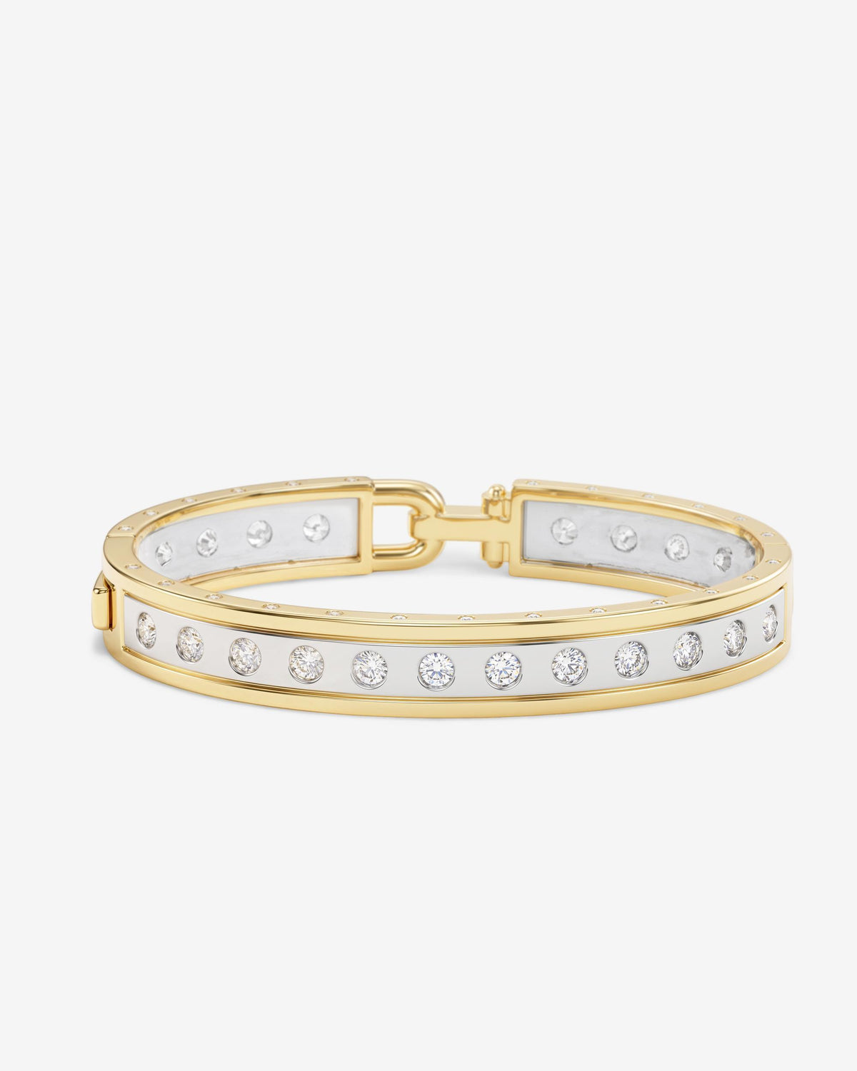 Ashley Rodeo Two-Tone Cuff 9mm - Mixed Metal|White Diamondettes