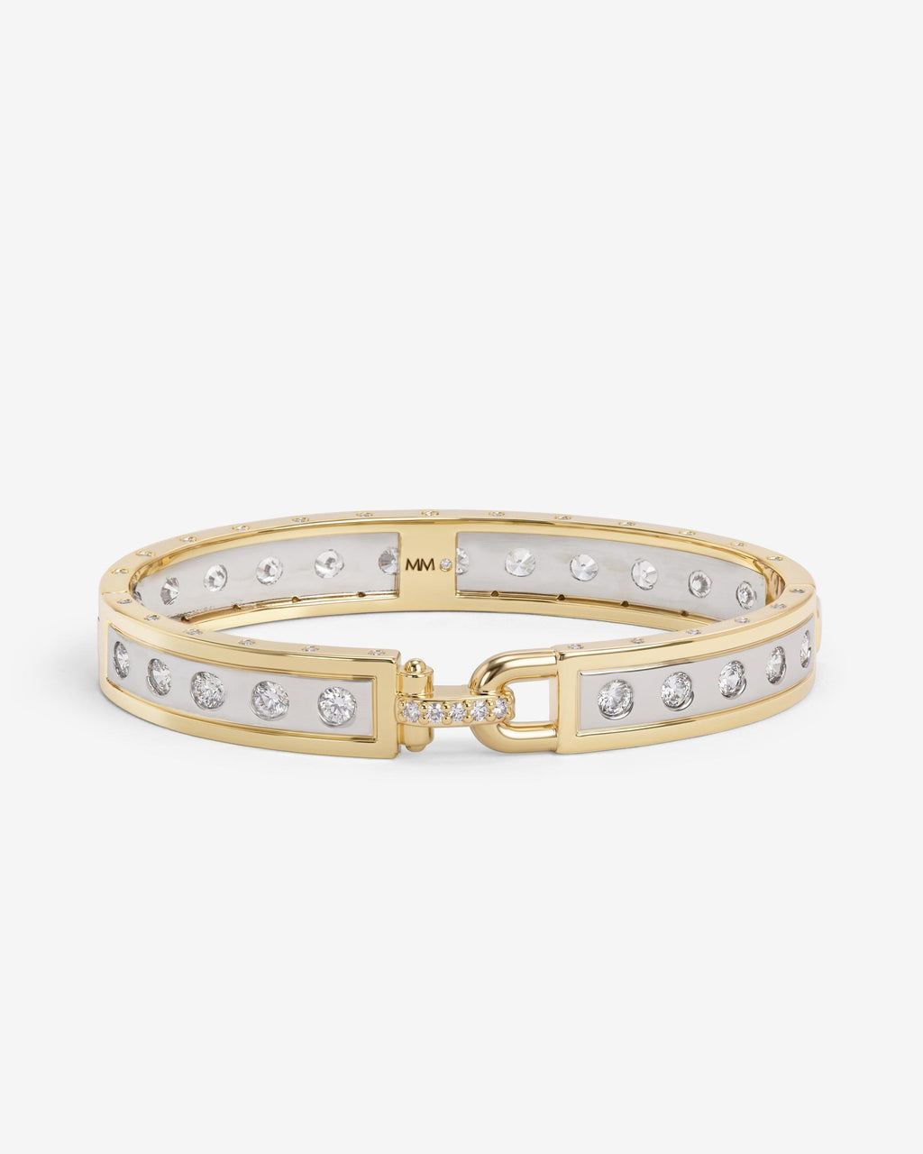 Ashley Rodeo Two-Tone Cuff 9mm - Mixed Metal|White Diamondettes