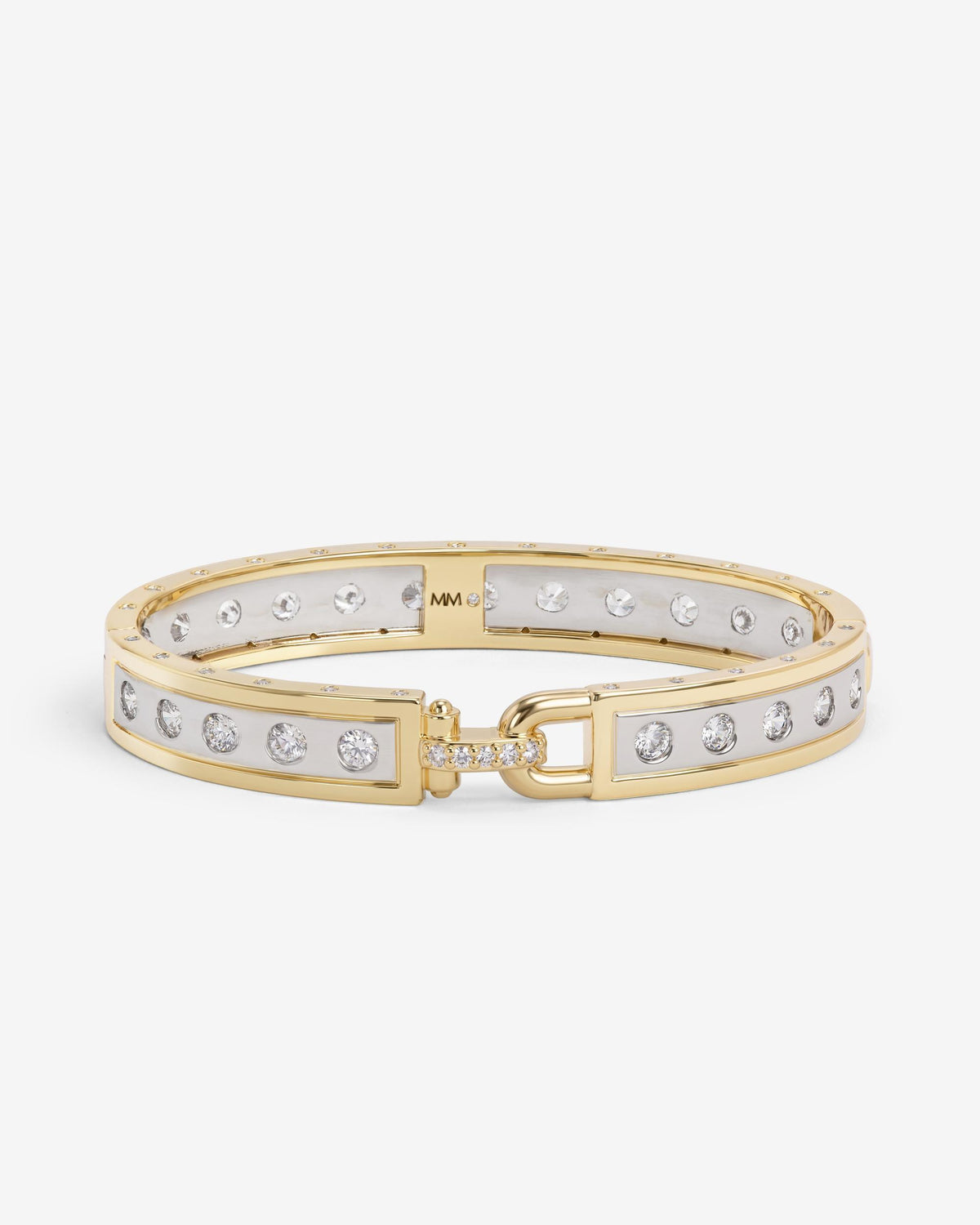 Ashley Rodeo Two-Tone Cuff 9mm - Mixed Metal|White Diamondettes