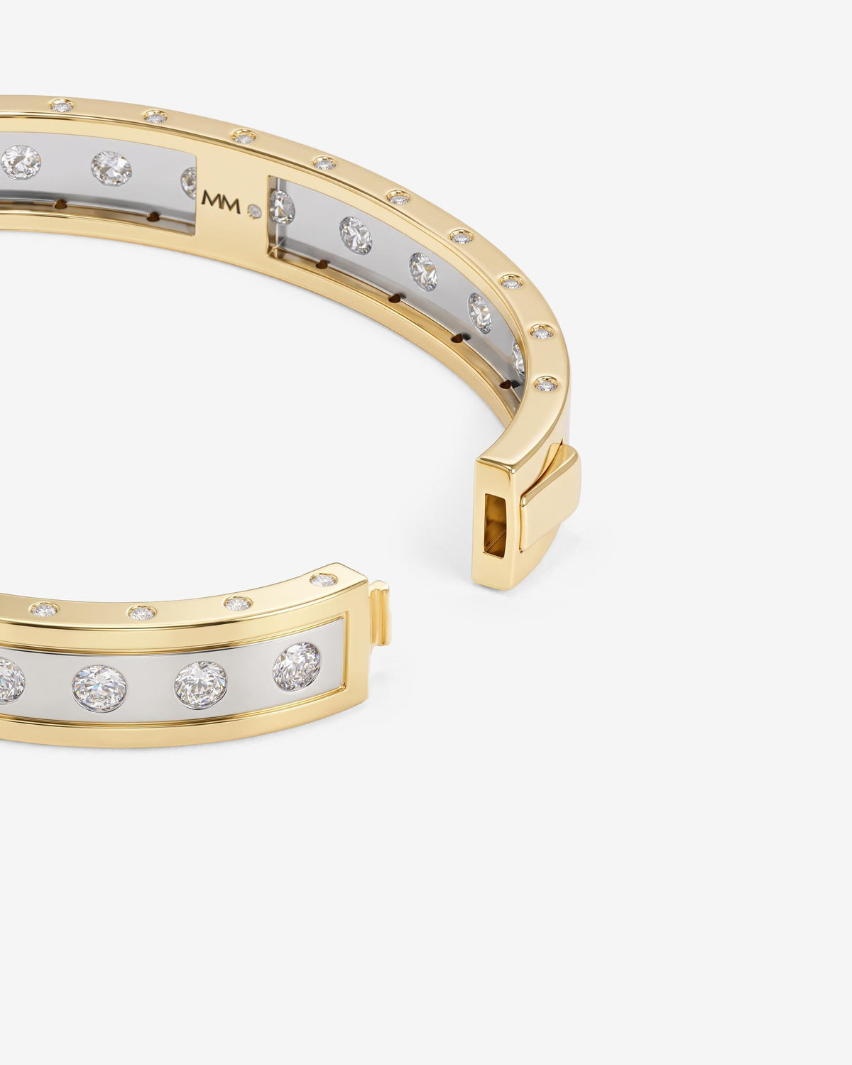 Ashley Rodeo Two-Tone Cuff 9mm - Mixed Metal|White Diamondettes