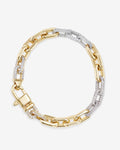 Micro Frankie Pavé Chain Bracelet 6.5mm - Mixed Metal|White Diamondettes