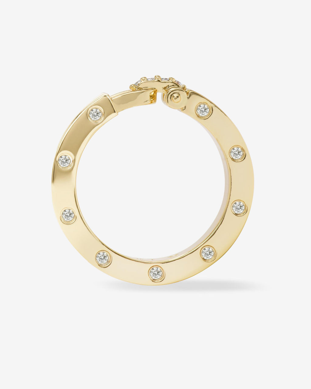Ashley Smooth Lock Ring - Gold|White Diamondettes