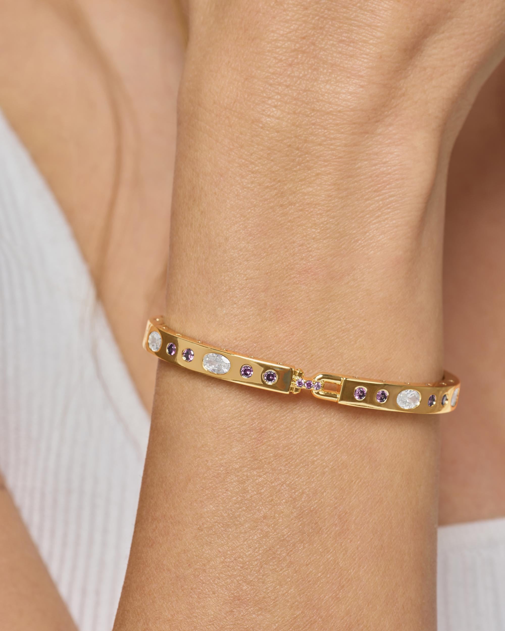 Ashley Sunset Lock Cuff 6mm - Gold|Lavender Amethyst