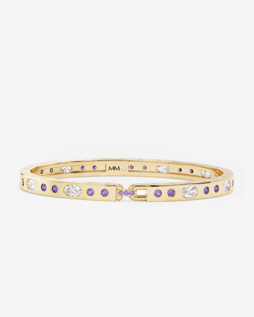Ashley Sunset Lock Cuff 6mm - Gold|Lavender Amethyst – Melinda