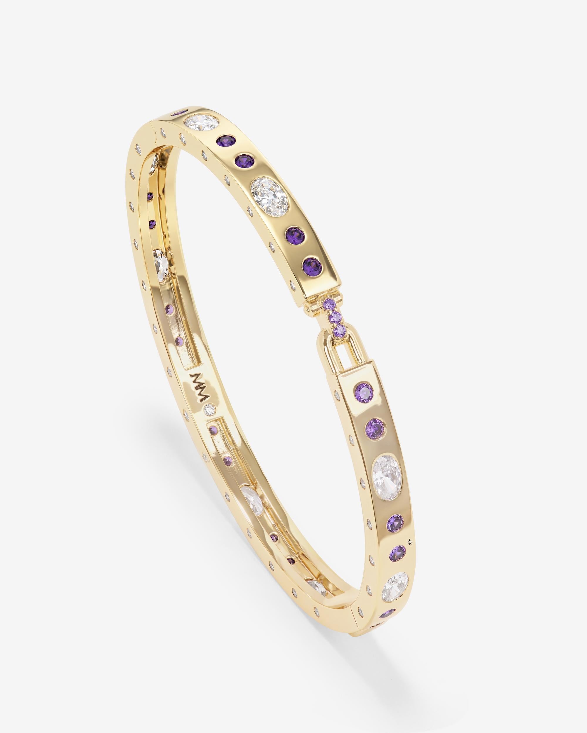 Ashley Sunset Lock Cuff 6mm - Gold|Lavender Amethyst