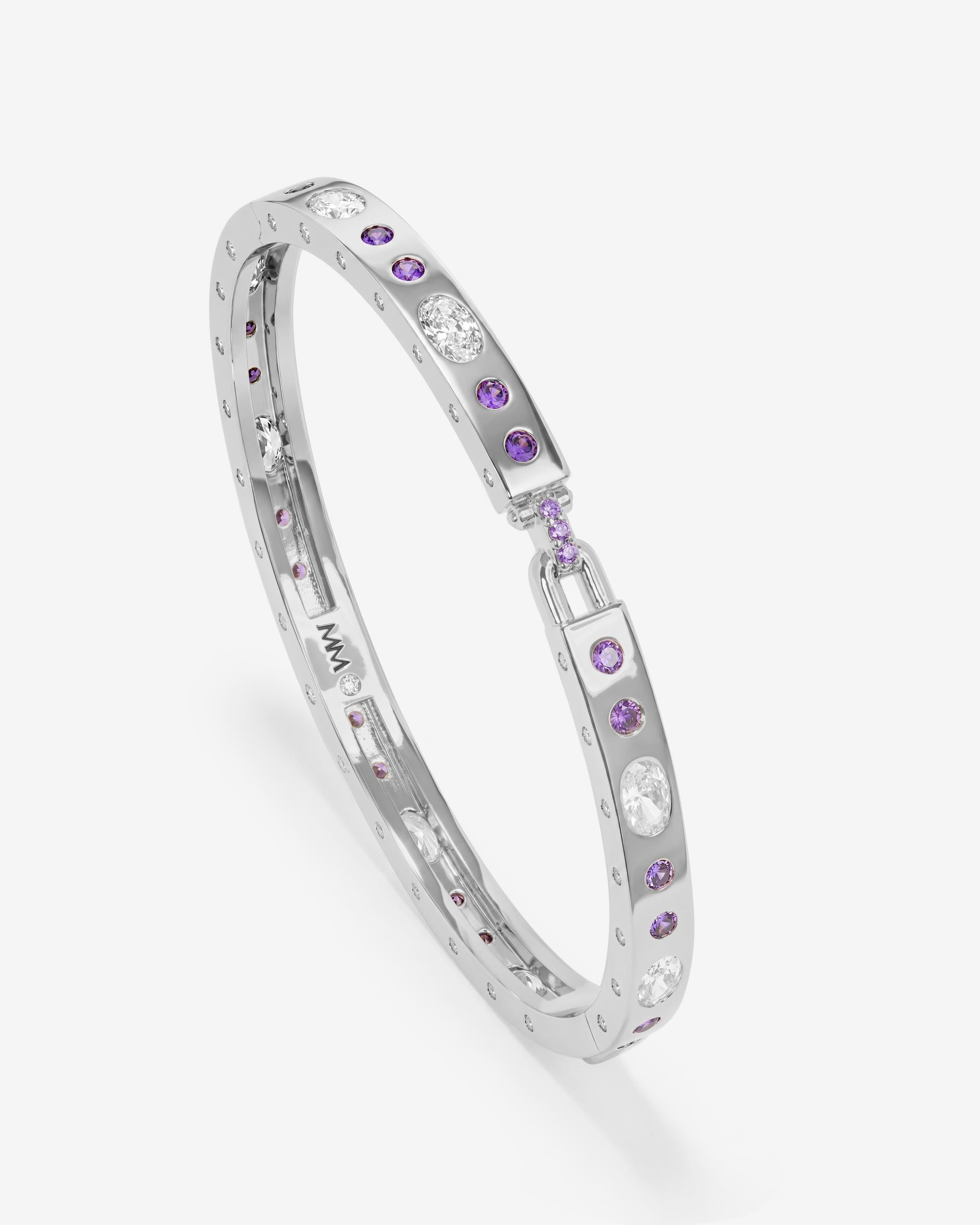 Ashley Sunset Lock Cuff 6mm - Silver|Lavender Amethyst