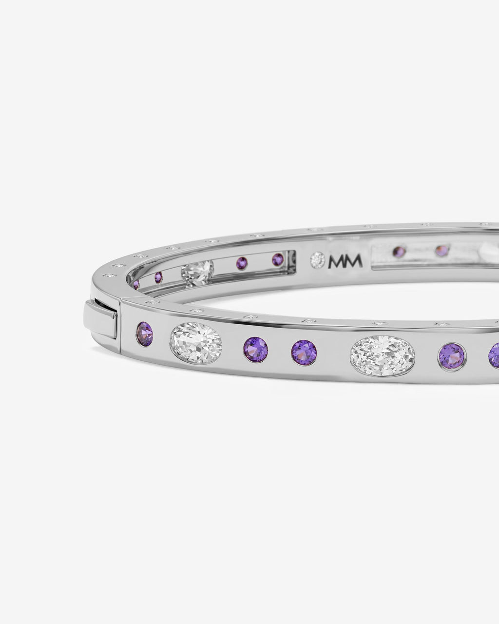 Ashley Sunset Lock Cuff 6mm - Silver|Lavender Amethyst
