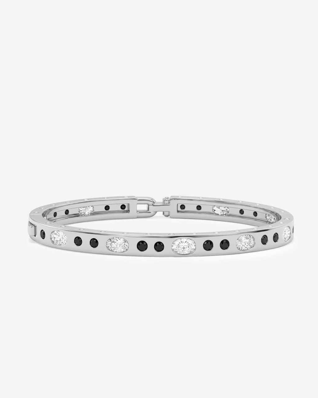 Ashley Sunset Lock Cuff 6mm - Silver|Black Diamondettes